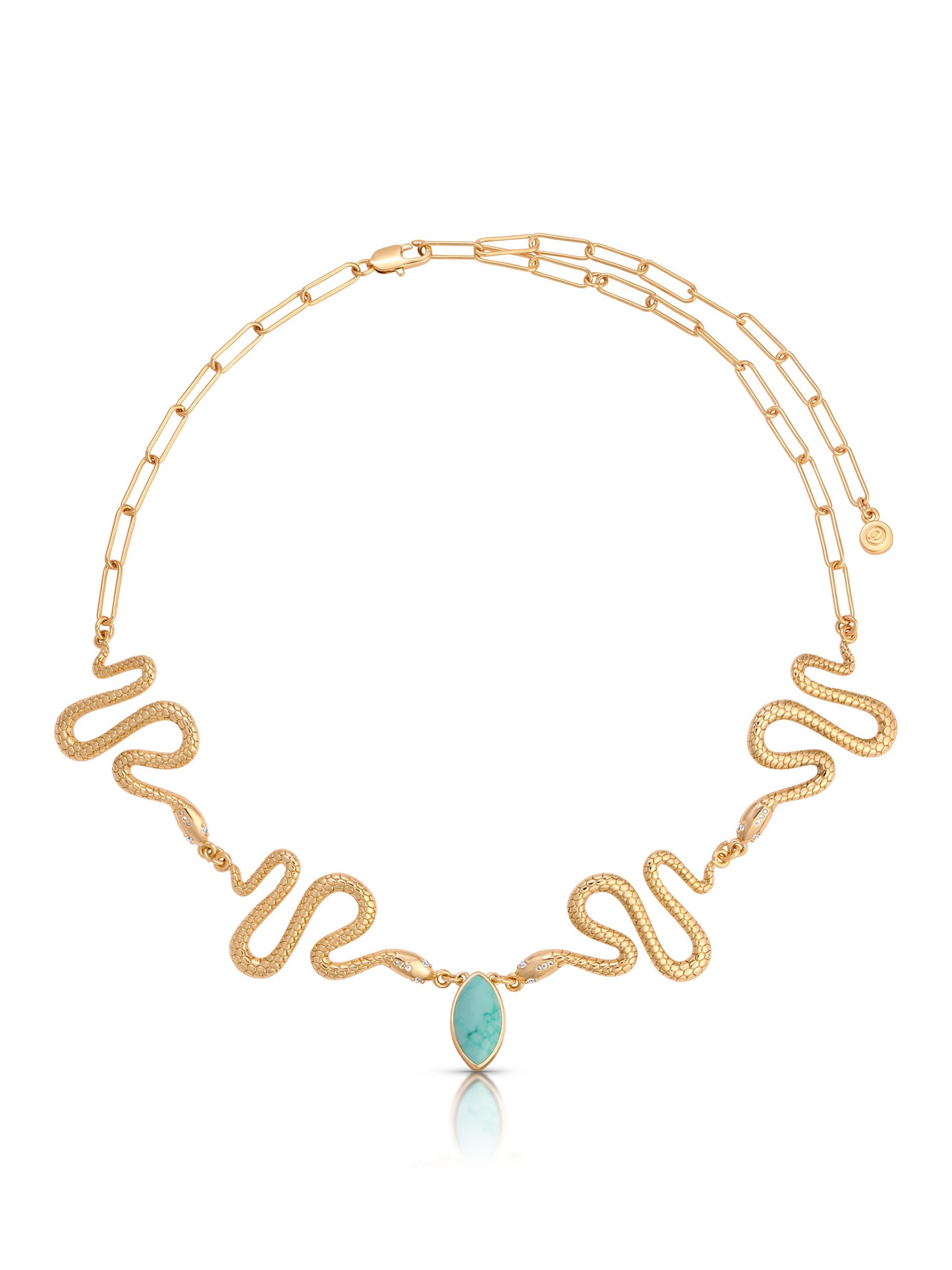 Turquoise Serpentina Snake Choker with 18K Gold Plating