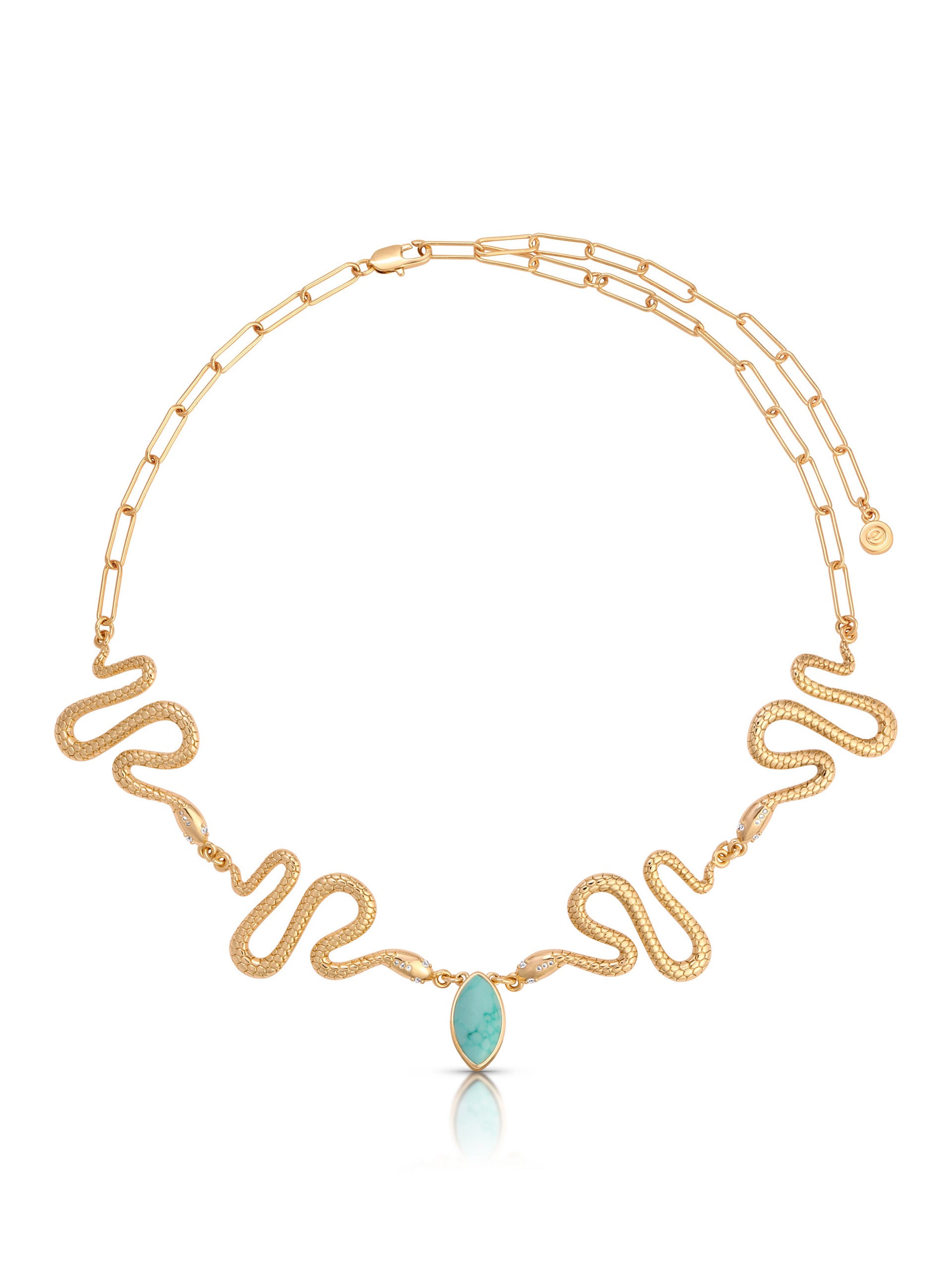 Turquoise Serpentina Snake Choker with 18K Gold Plating