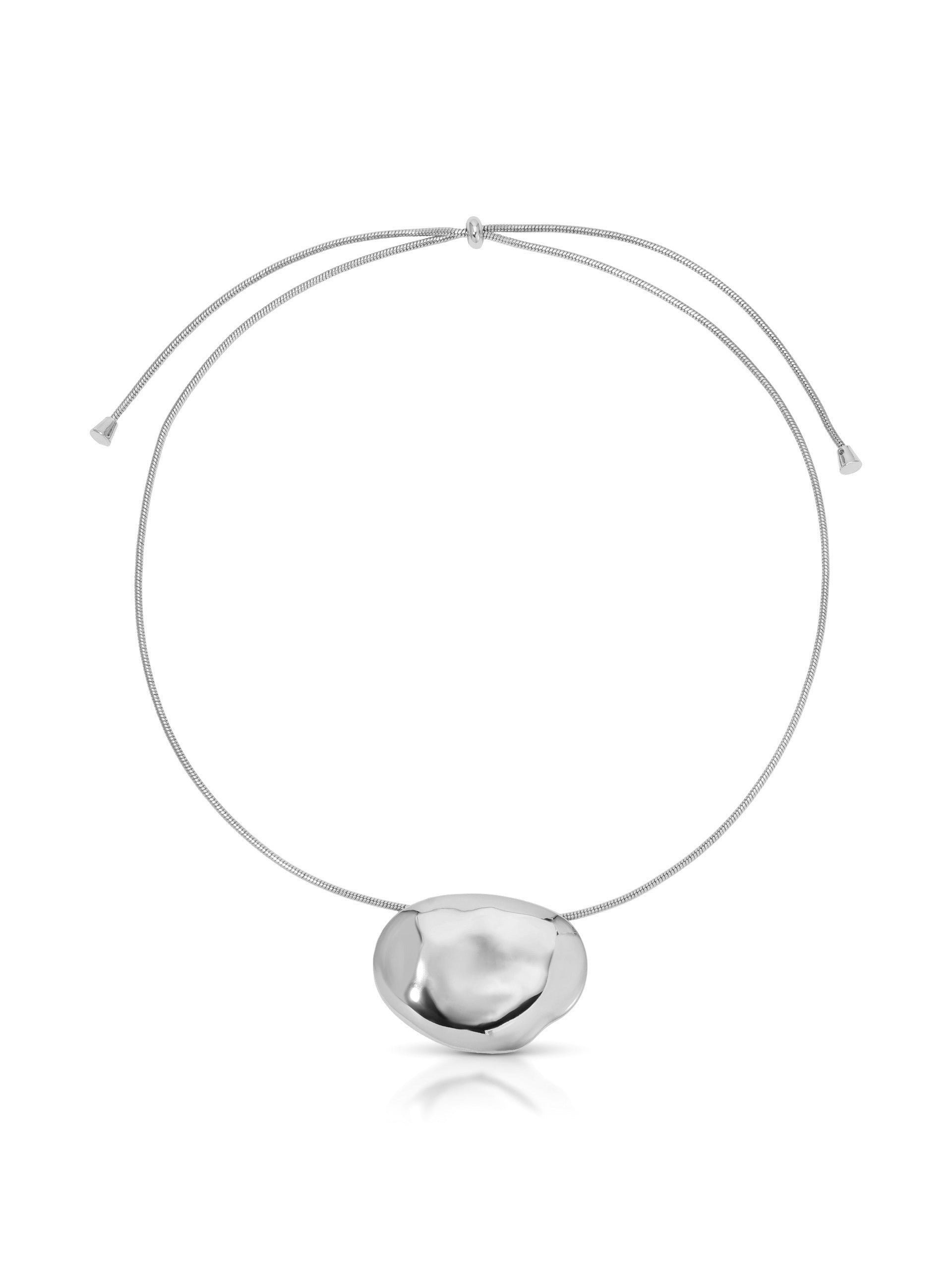 Molten Metal Pendant Necklace Silver Plated