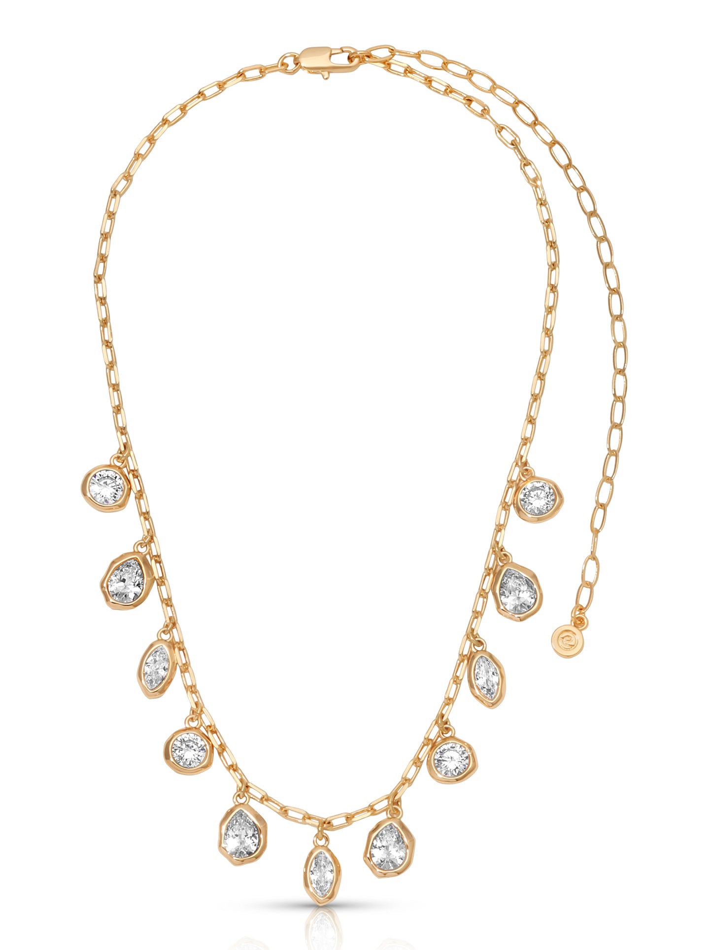 Liquid Crystal Charm Necklace Clear Crystal with 18k Gold Plating 2