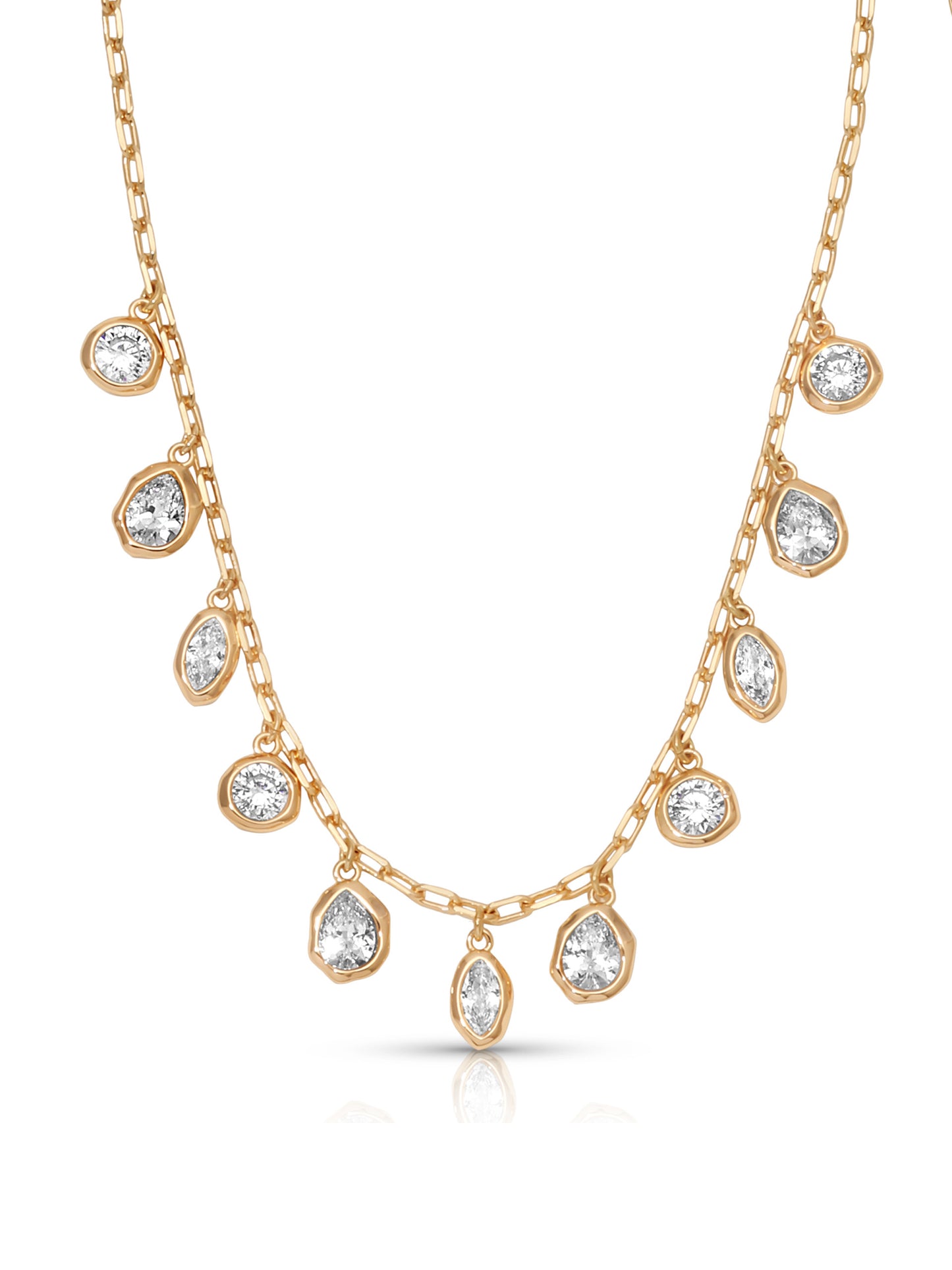 Liquid Crystal Charm Necklace Clear Crystal with 18k Gold Plating