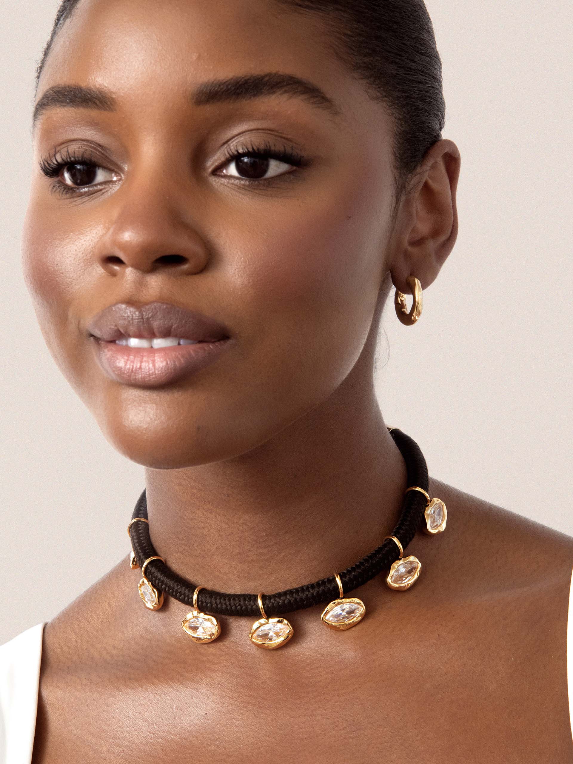Midnight Luxe Crystal Choker Clear Crystal with 18k Gold Plating model 2