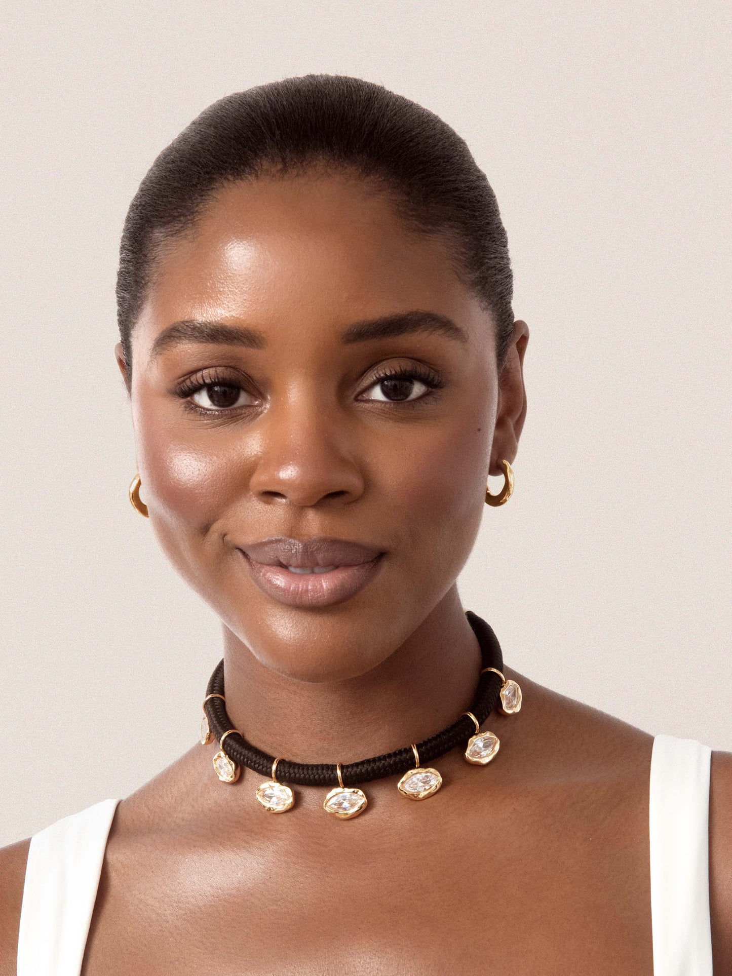 Midnight Luxe Crystal Choker Clear Crystal with 18k Gold Plating model 3