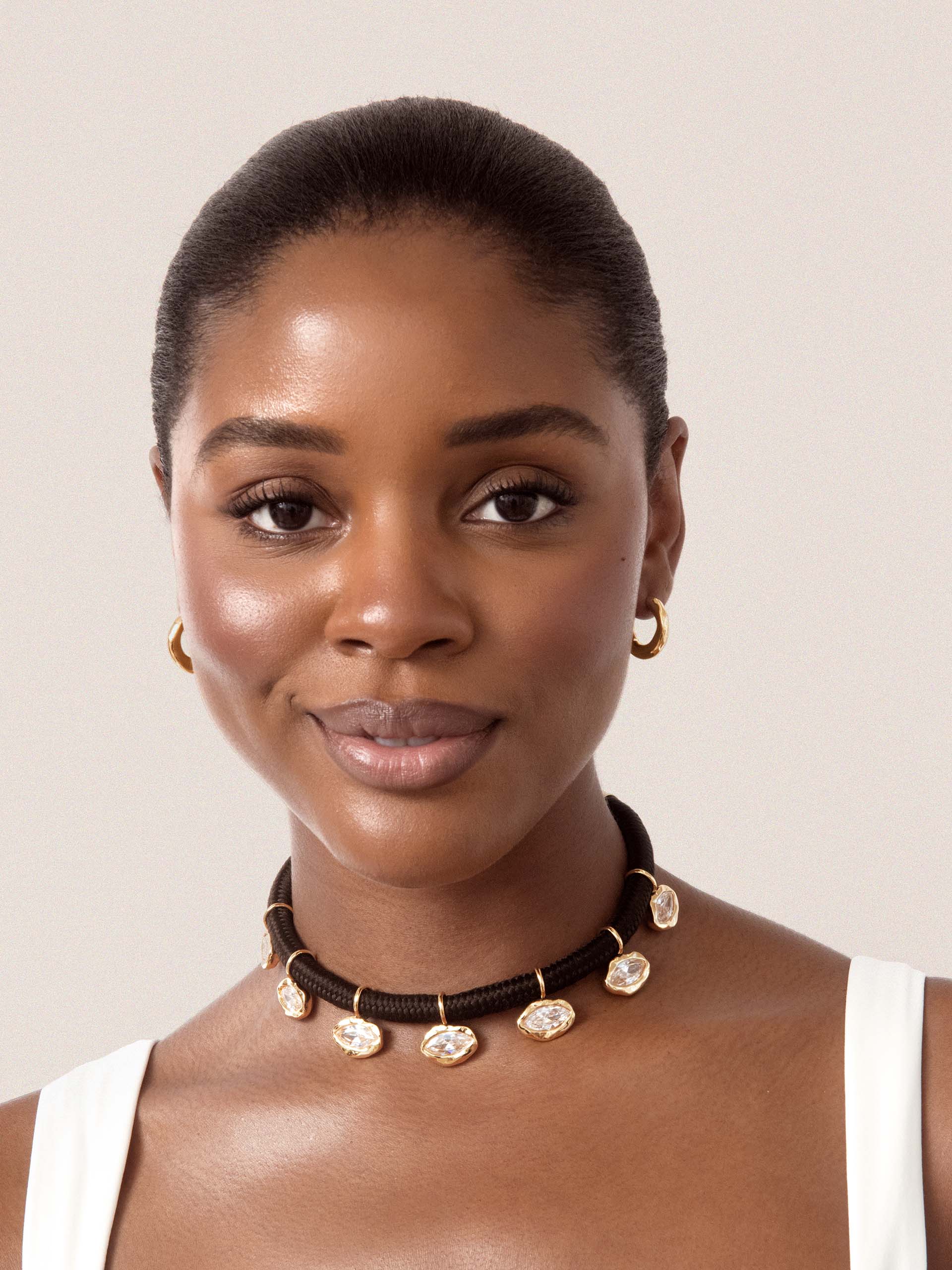 Midnight Luxe Crystal Choker Clear Crystal with 18k Gold Plating model 3