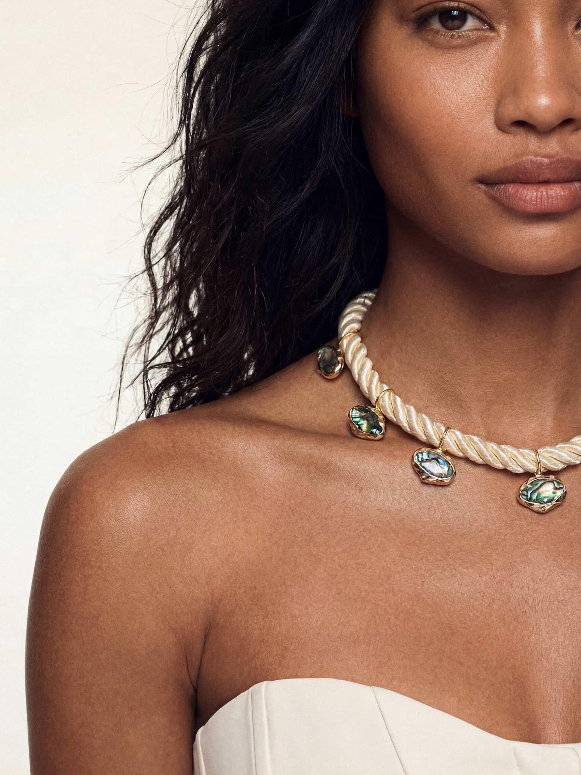 Abalone Shell with 18k Gold Plating on Bone Rope model 2