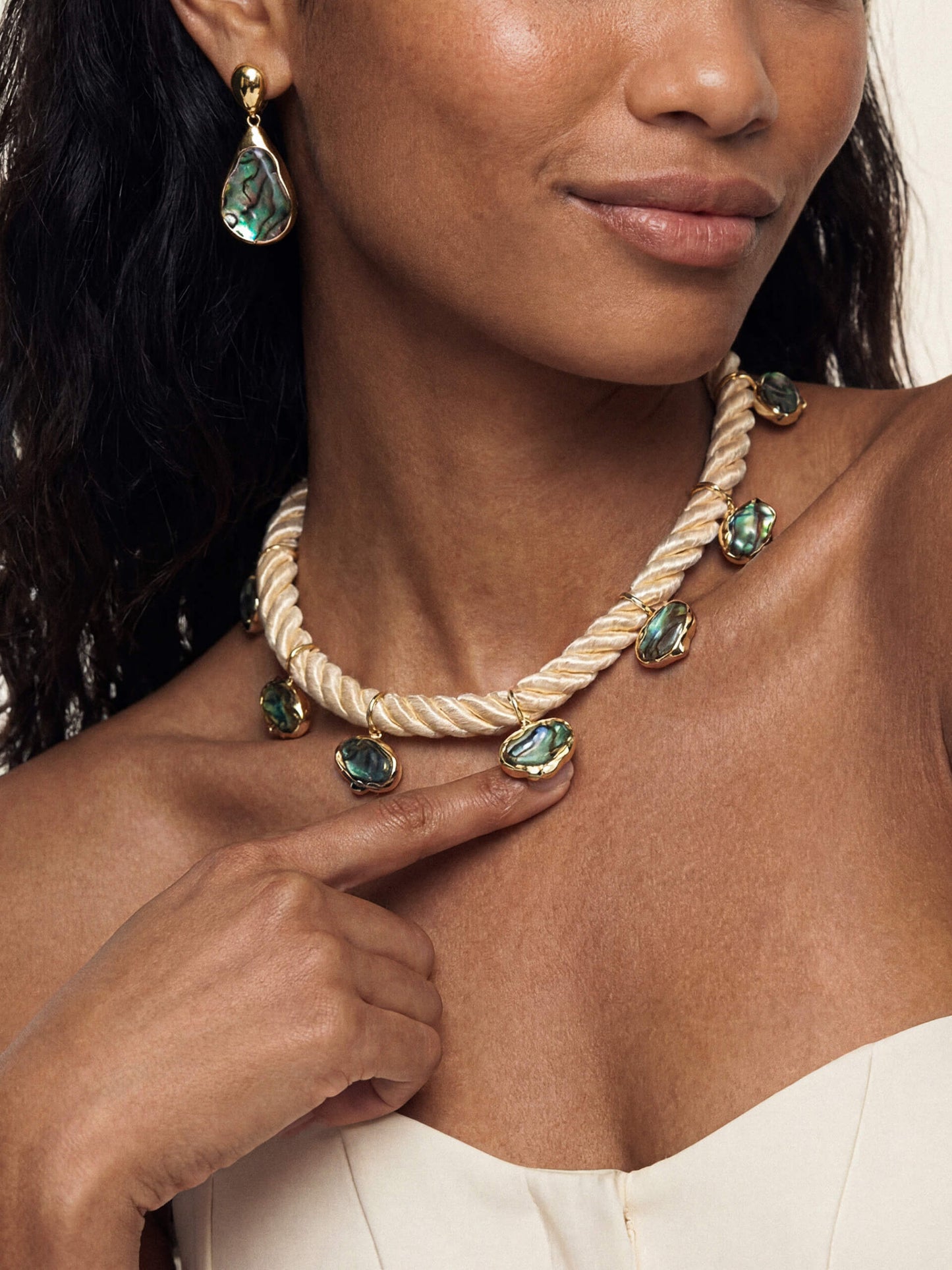 Abalone Shell with 18k Gold Plating on Bone Rope model 4