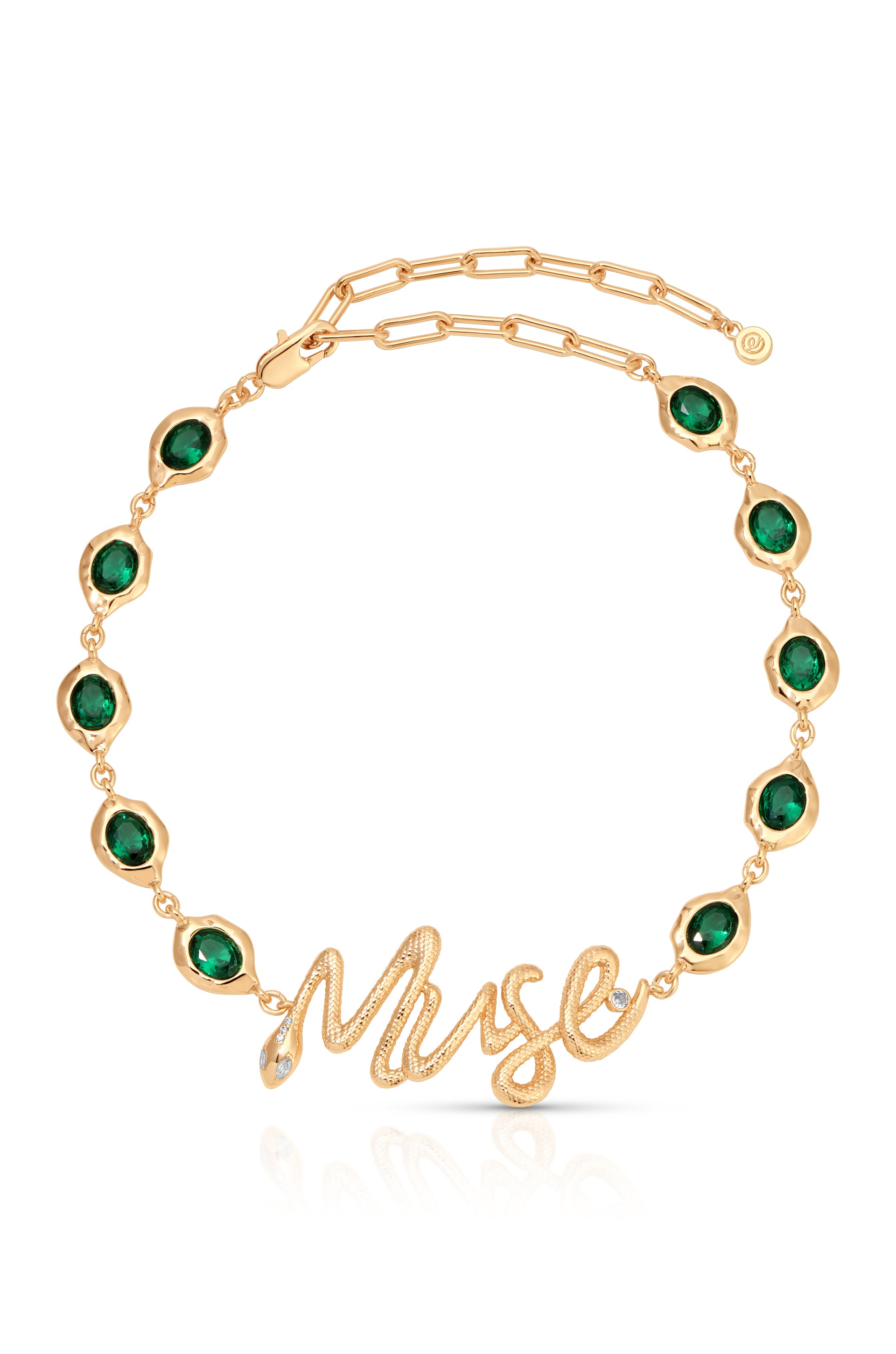 Muse Necklace Emerald Crystal with 18k Gold Plating