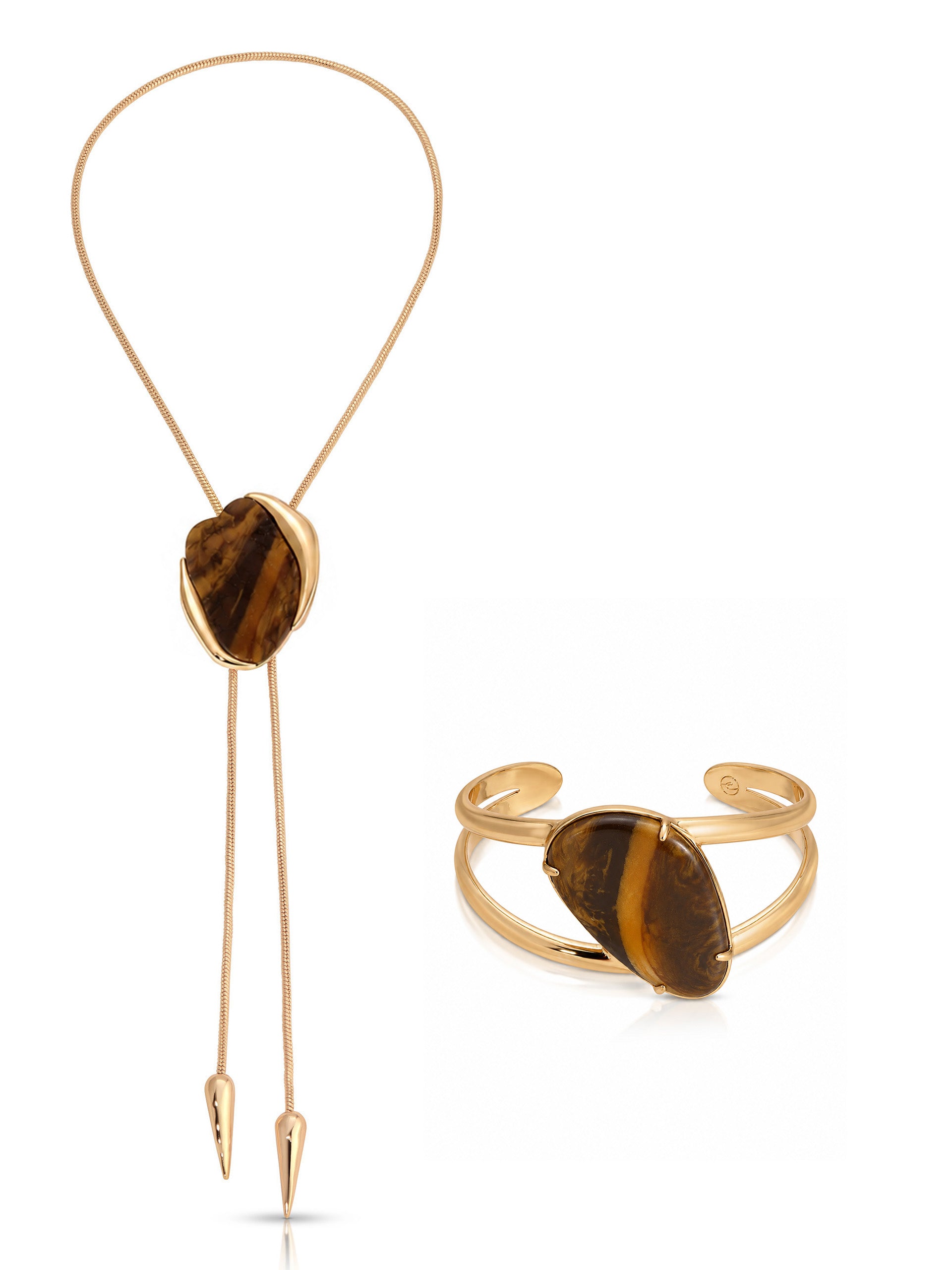 Desert Tide Statement Set in Tiger's Eye