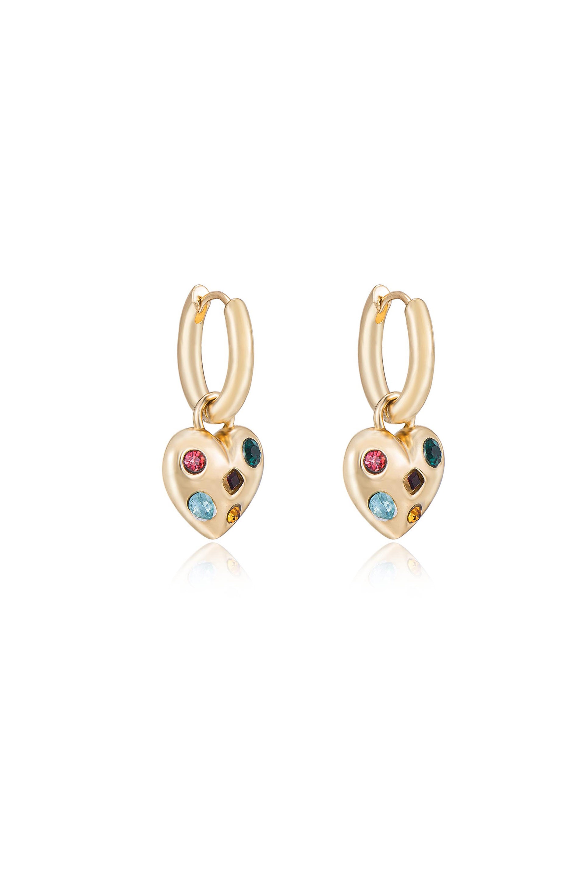 Rainbow Crystal Heart Dangle Earrings side