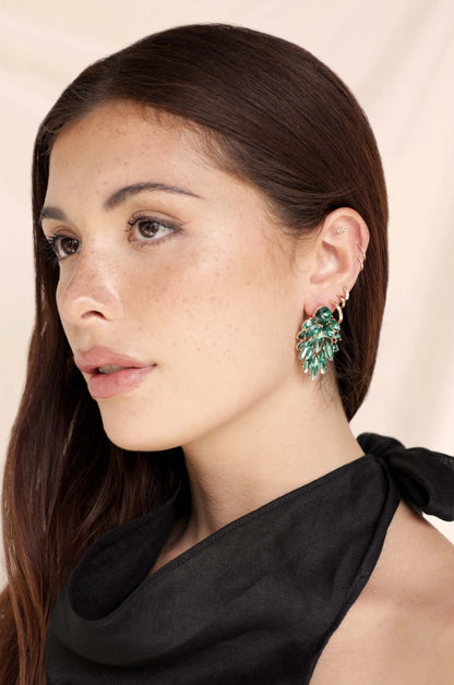 Cry Me A River 18k Gold Plated Earrings on a model