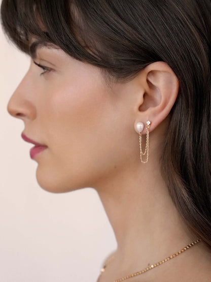 Double Piercing Freshwater Pearl Earring