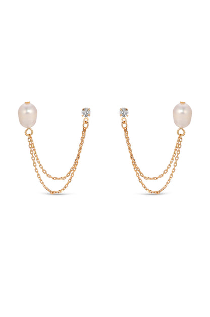 Double Piercing Freshwater Pearl Earring