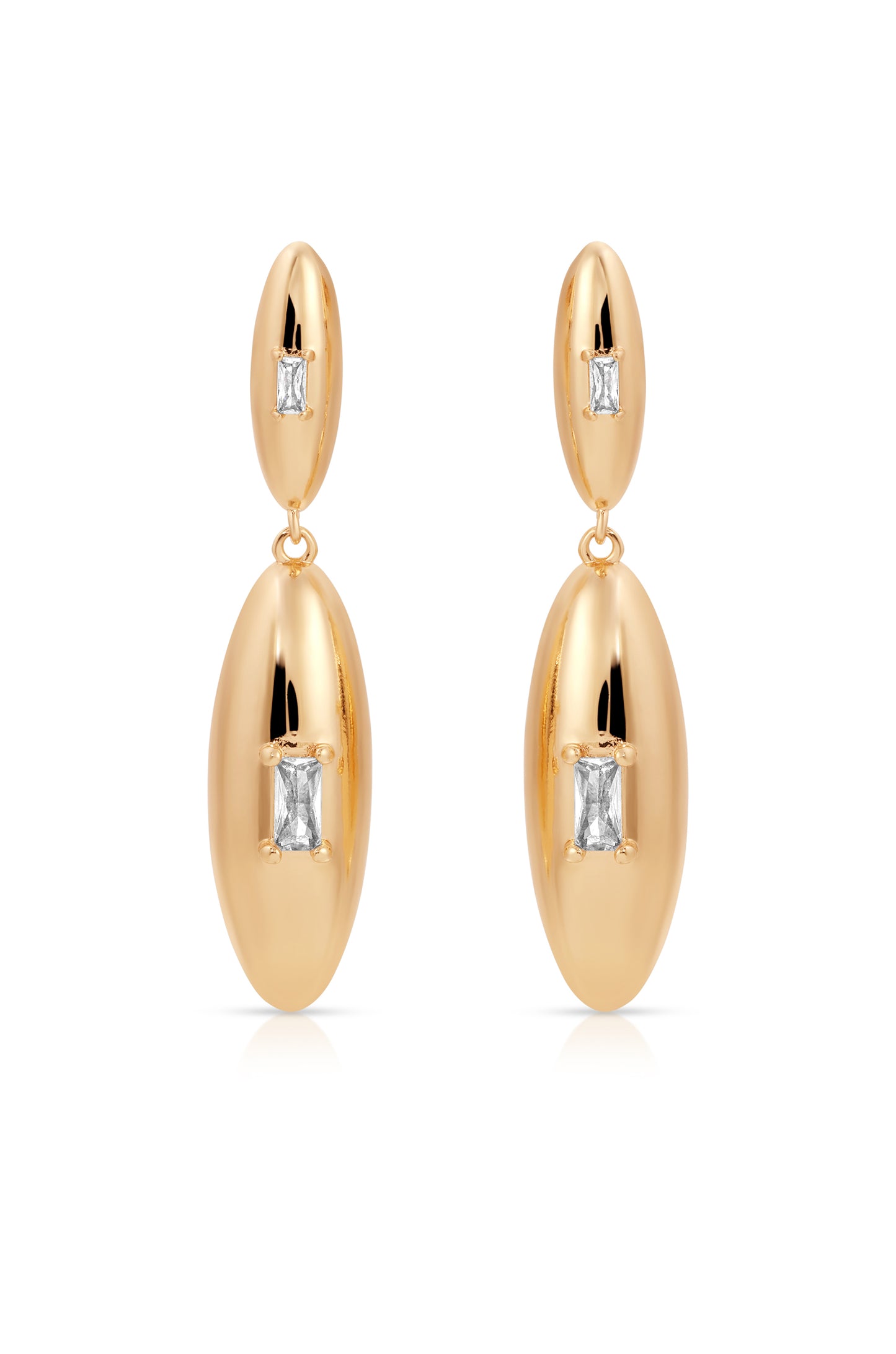 Oval Dome Double Drop Earrings
