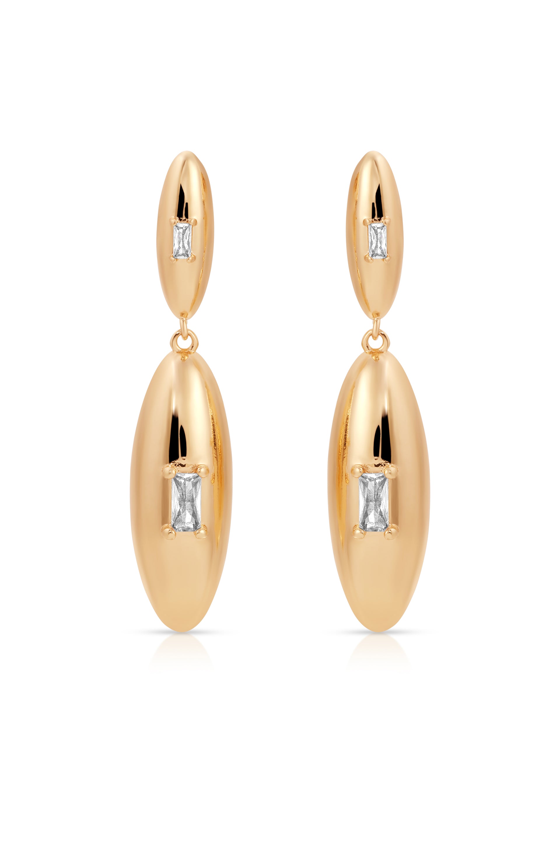 Oval Dome Double Drop Earrings