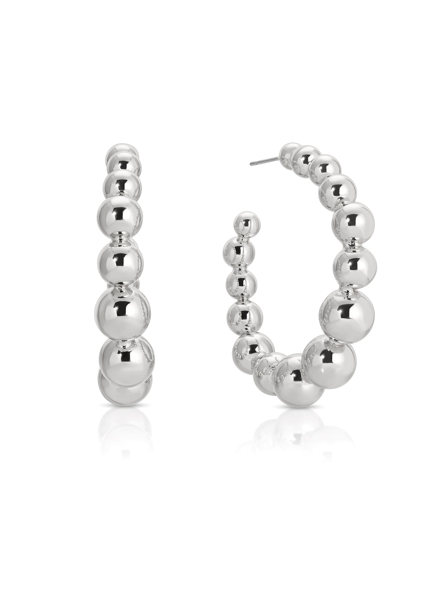 Bubble Ball Hoops Silver Plated 3
