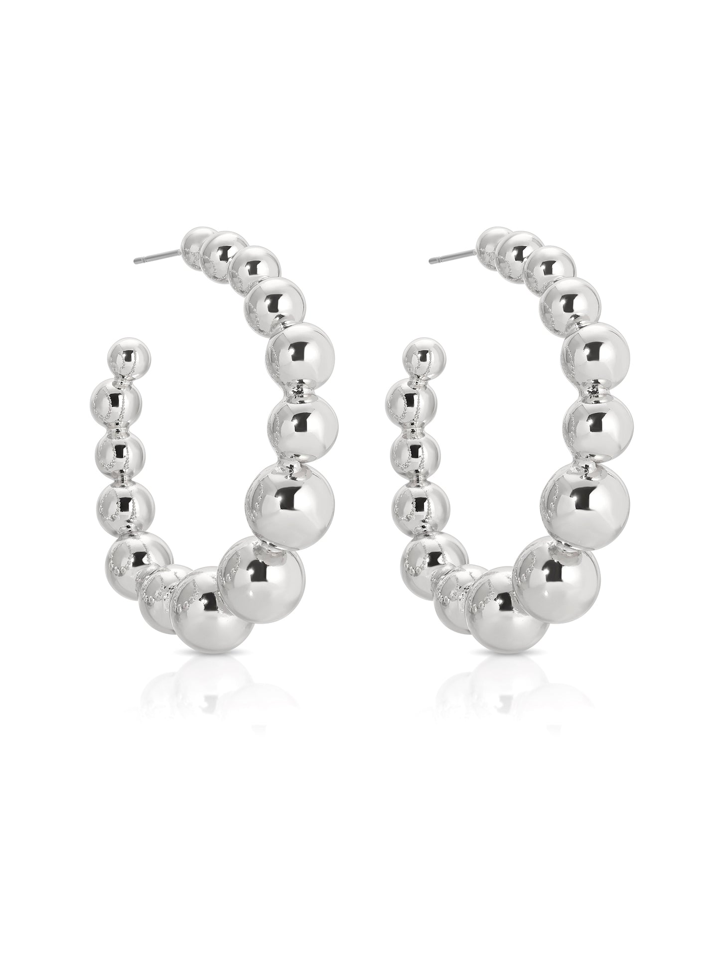 Bubble Ball Hoops Silver Plated 2