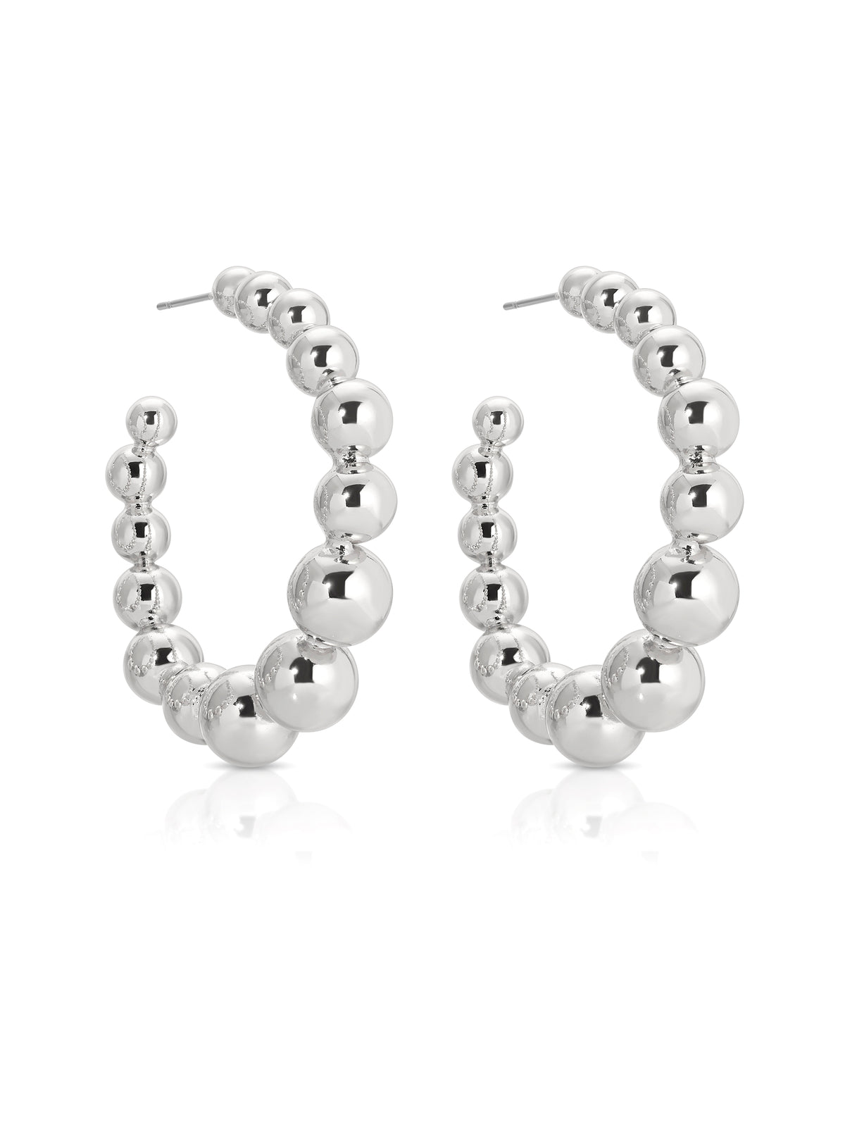 Bubble Ball Hoops Silver Plated 2