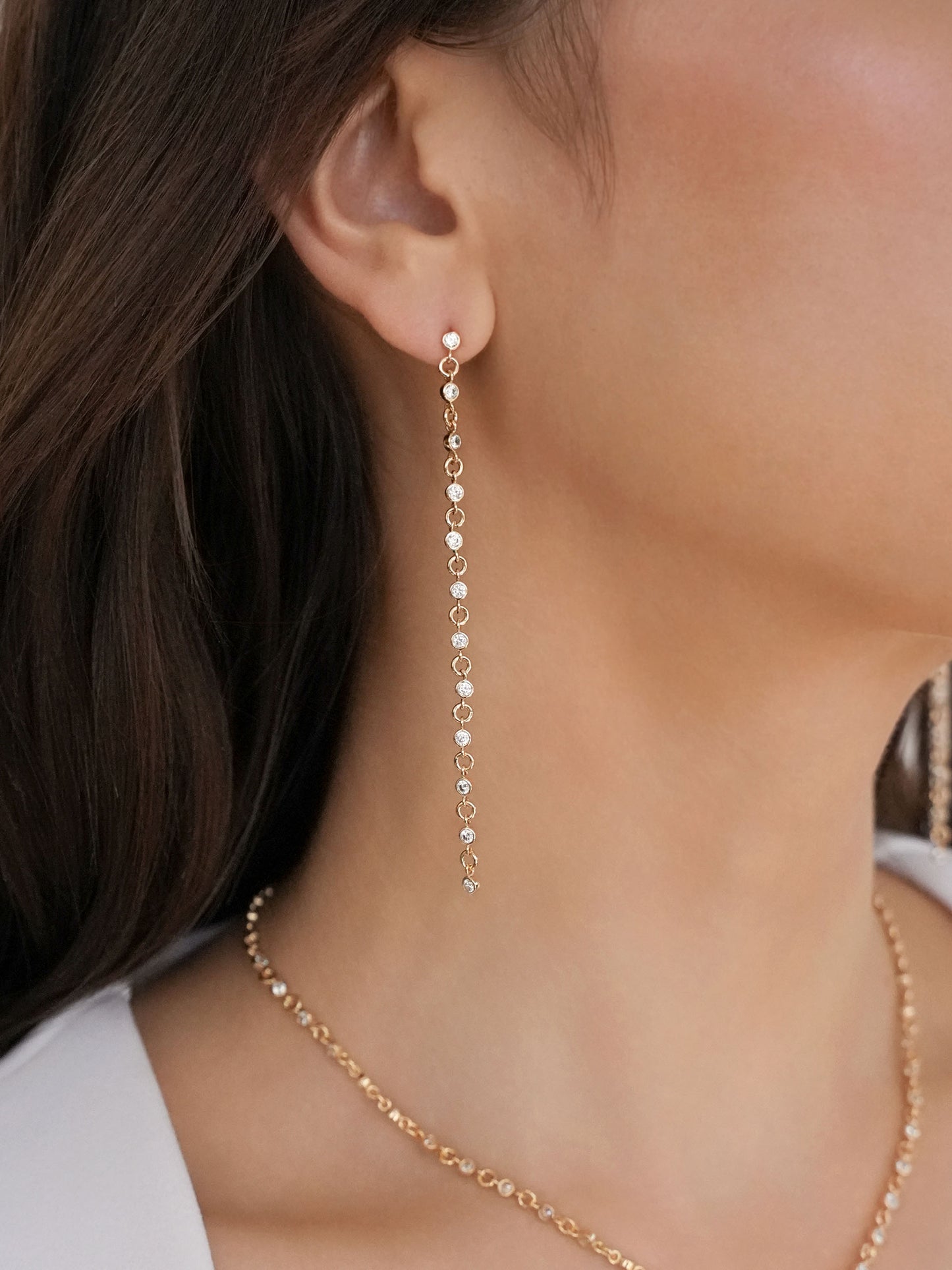 Dainty Linear Crystal Earrings