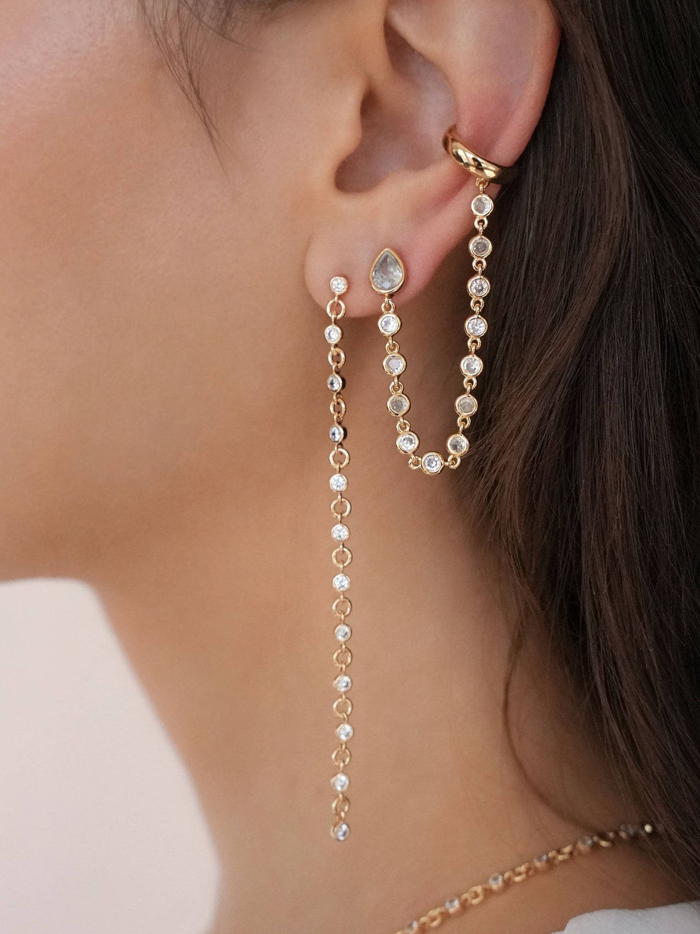 Dainty Linear Crystal Earrings
