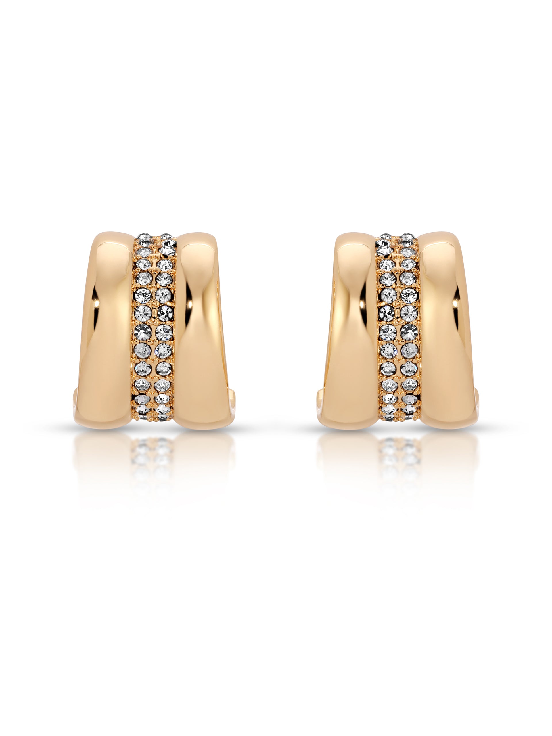 Pave Center Hoops Clear Crystal with 18k Gold Plating 2