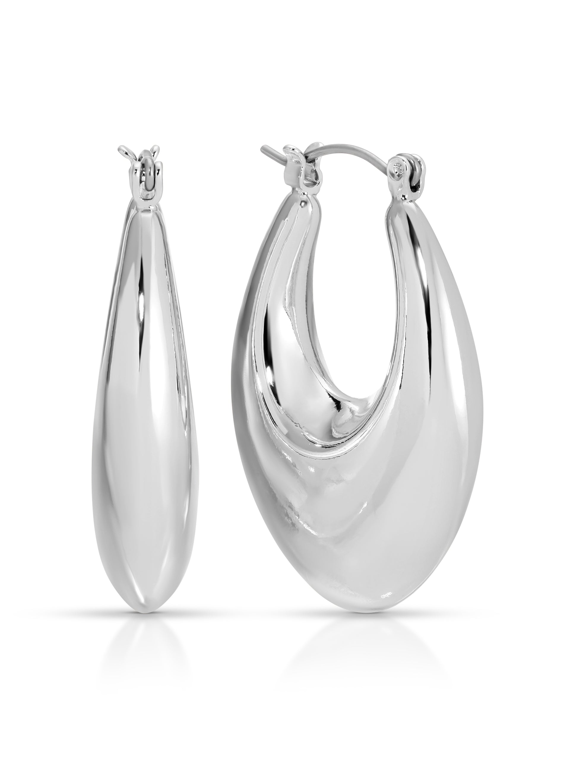 Open Teardrop Hoops Silver Plated