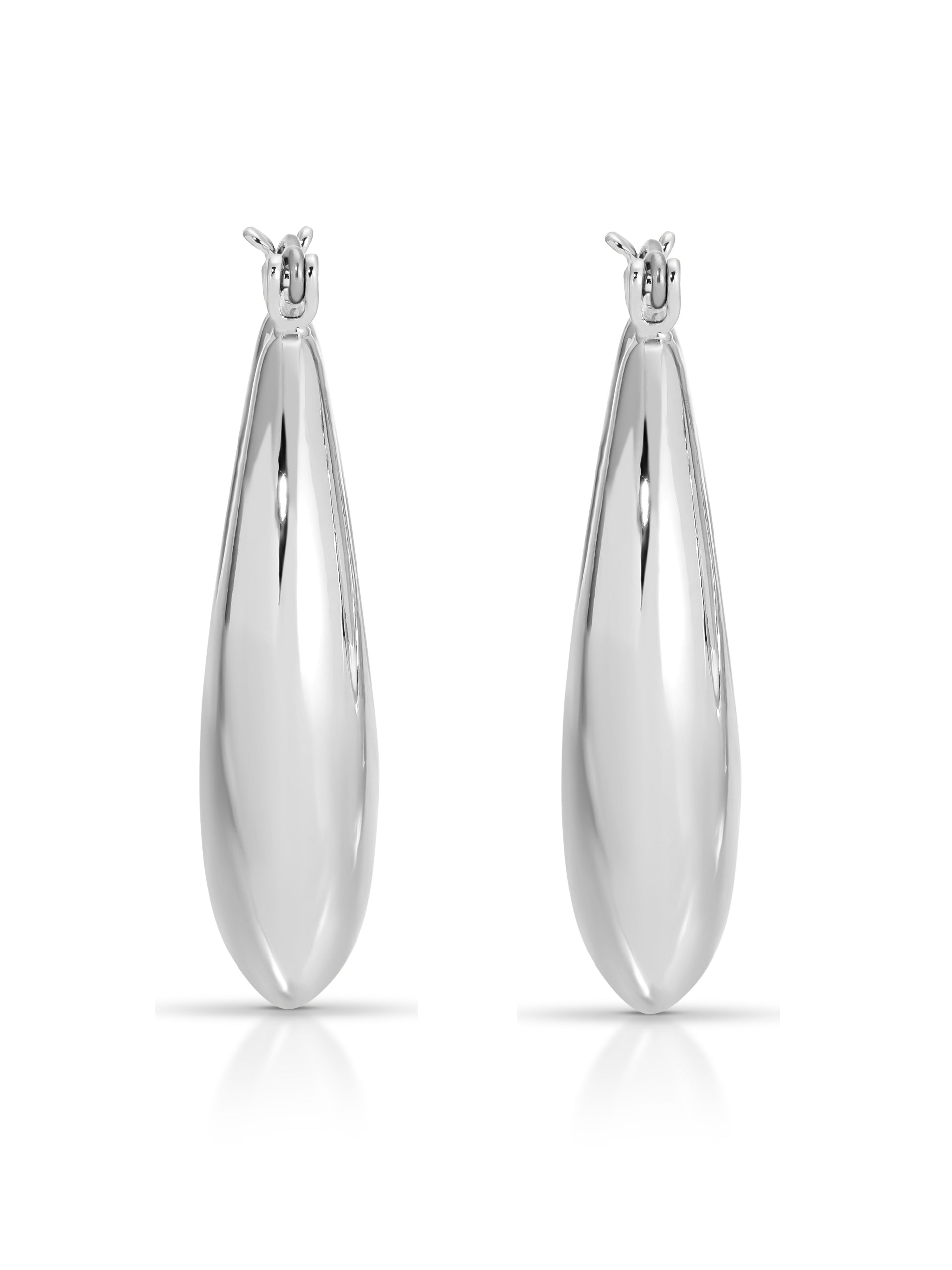 Open Teardrop Hoops Silver Plated 3