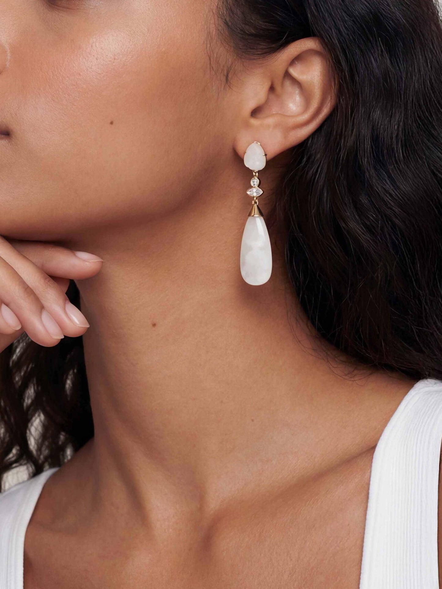 Solstice Drop Earrings in Bone with 18K Gold Plating 4