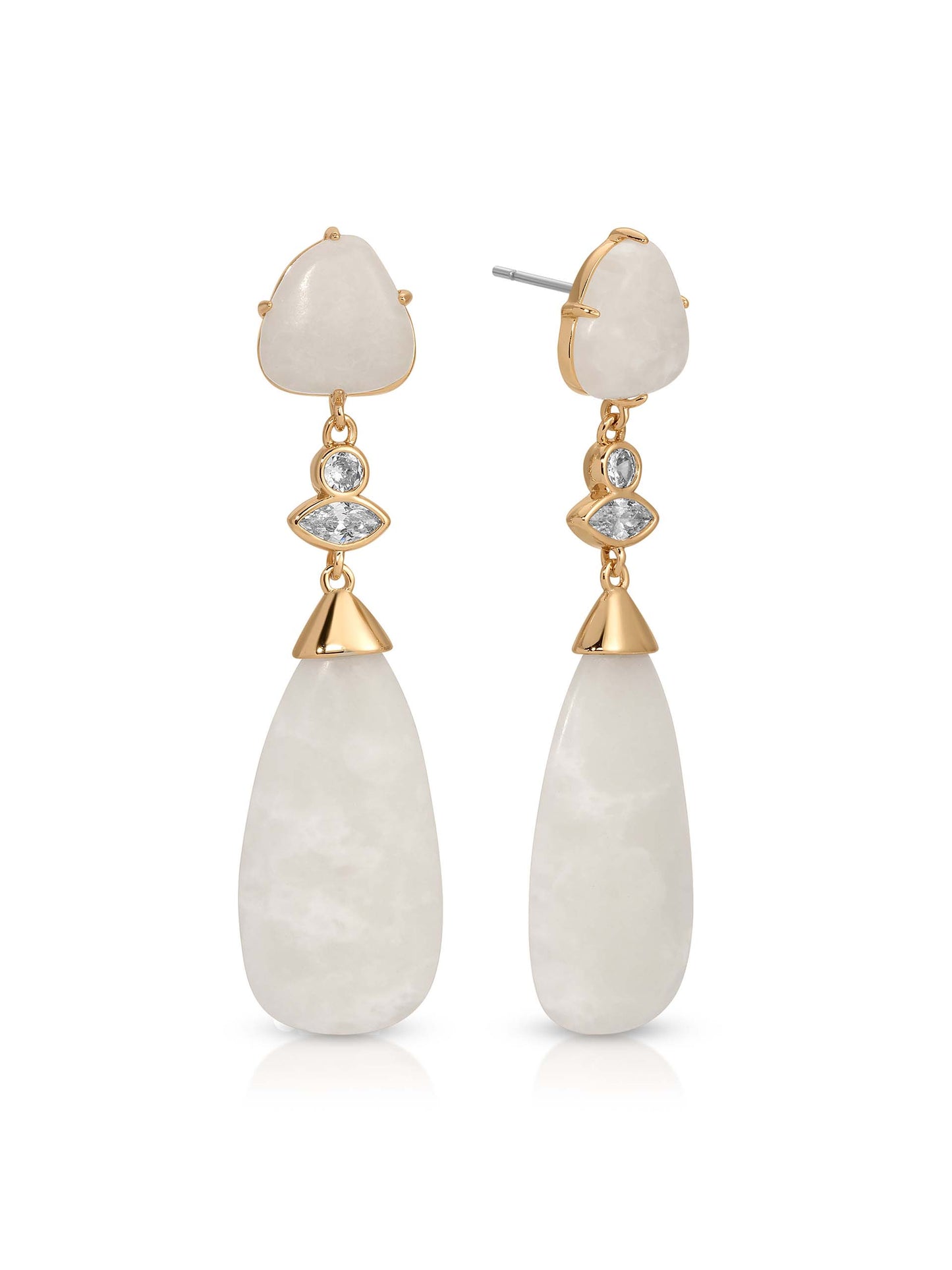 Solstice Drop Earrings in Bone with 18K Gold Plating 1