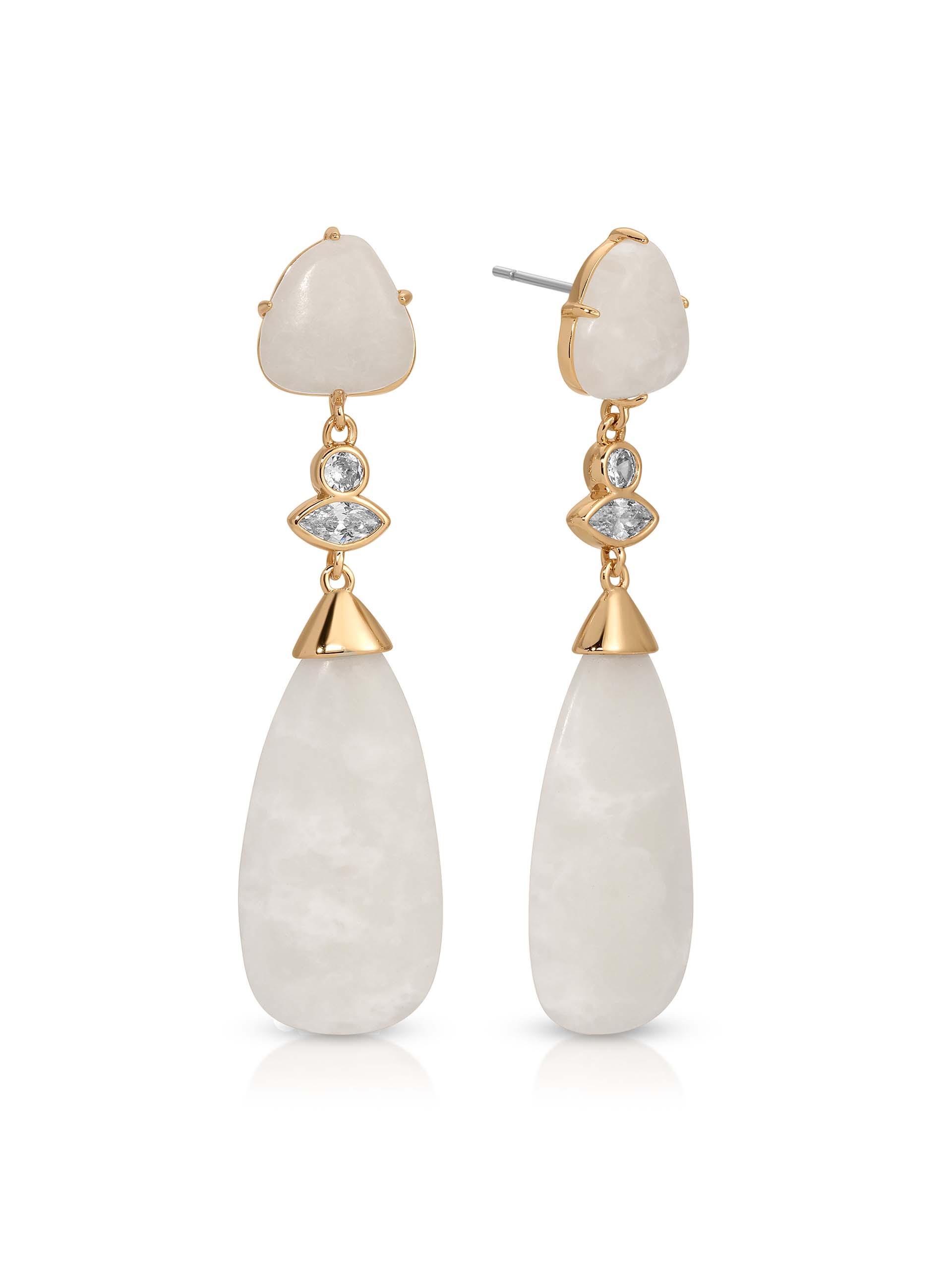 Solstice Drop Earrings in Bone with 18K Gold Plating 1