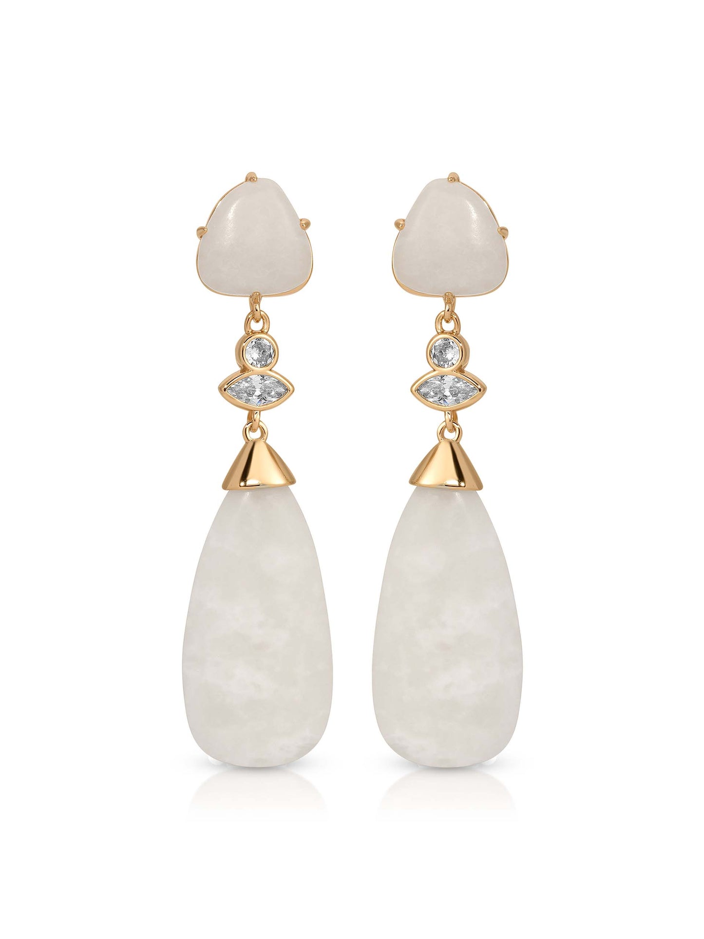 Solstice Drop Earrings in Bone with 18K Gold Plating 2