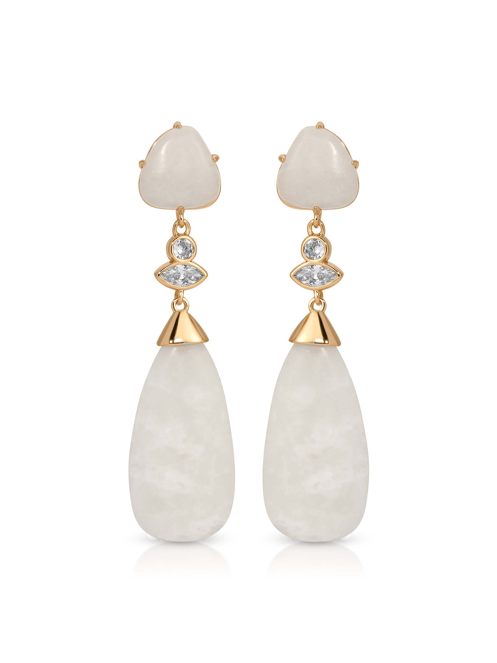 Solstice Drop Earrings in Bone with 18K Gold Plating 2