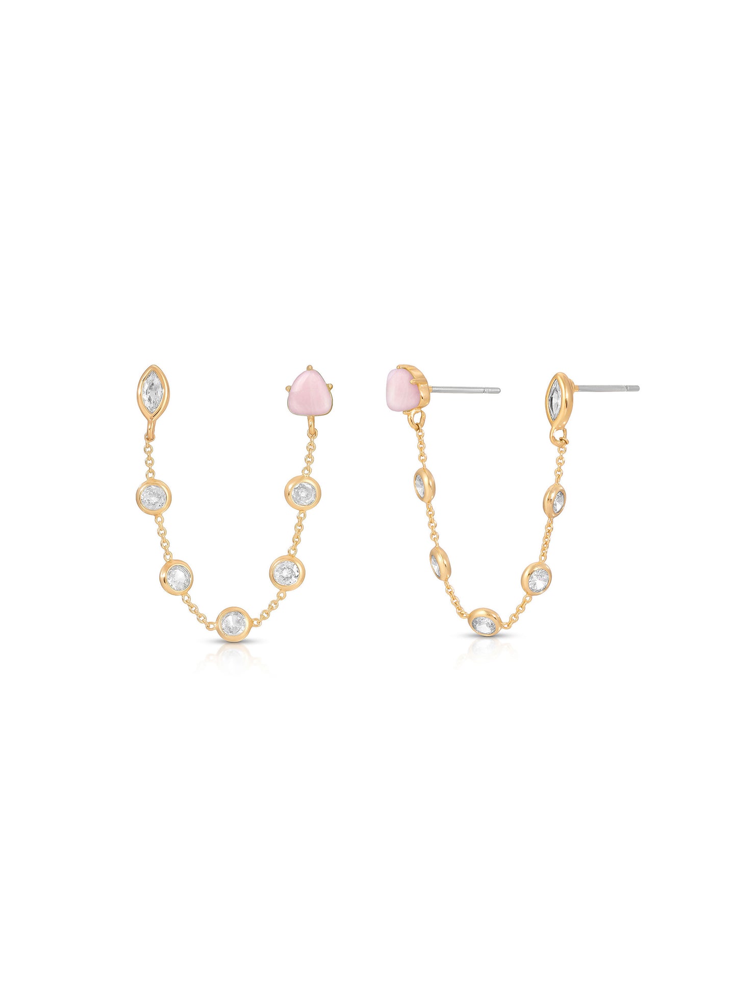 Double Piercing Rose Quartz Earrings