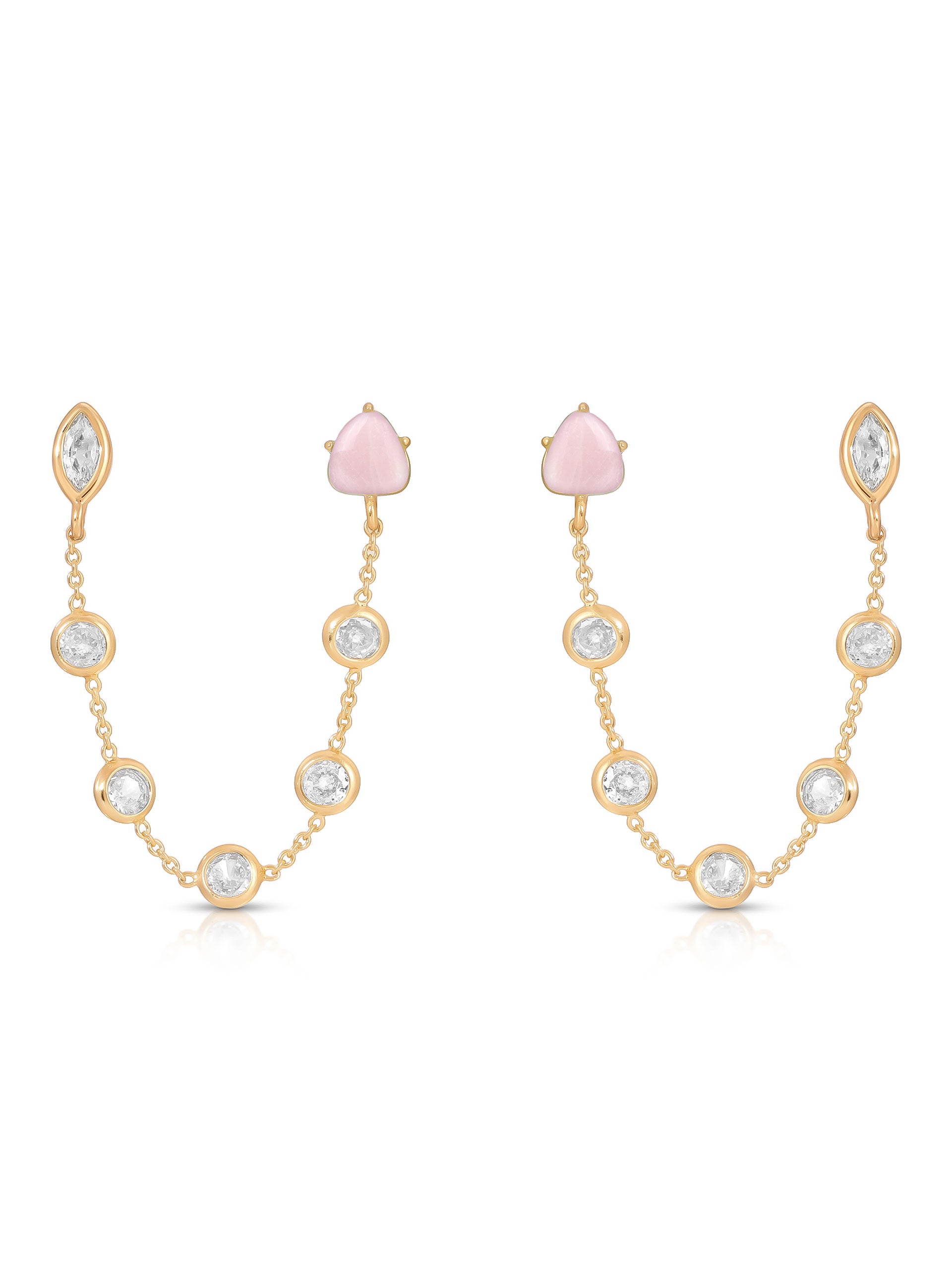 Double Piercing Rose Quartz Earrings