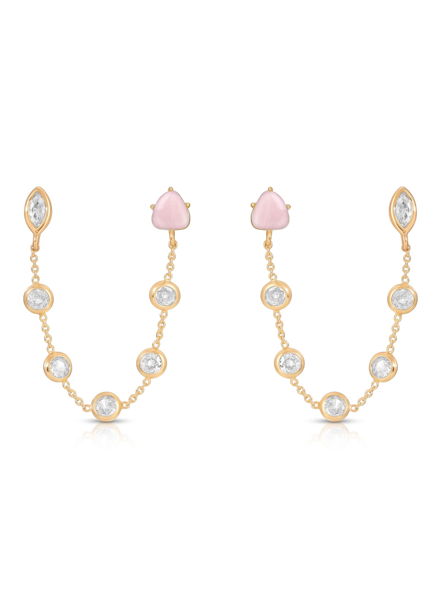 Double Piercing Rose Quartz Earrings
