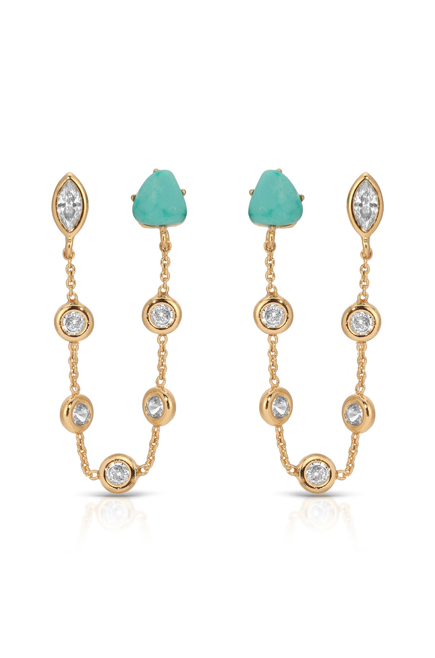 Double Piercing Turquoise Earrings