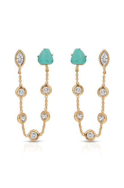 Double Piercing Turquoise Earrings