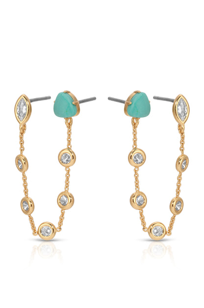 Double Piercing Turquoise Earrings side