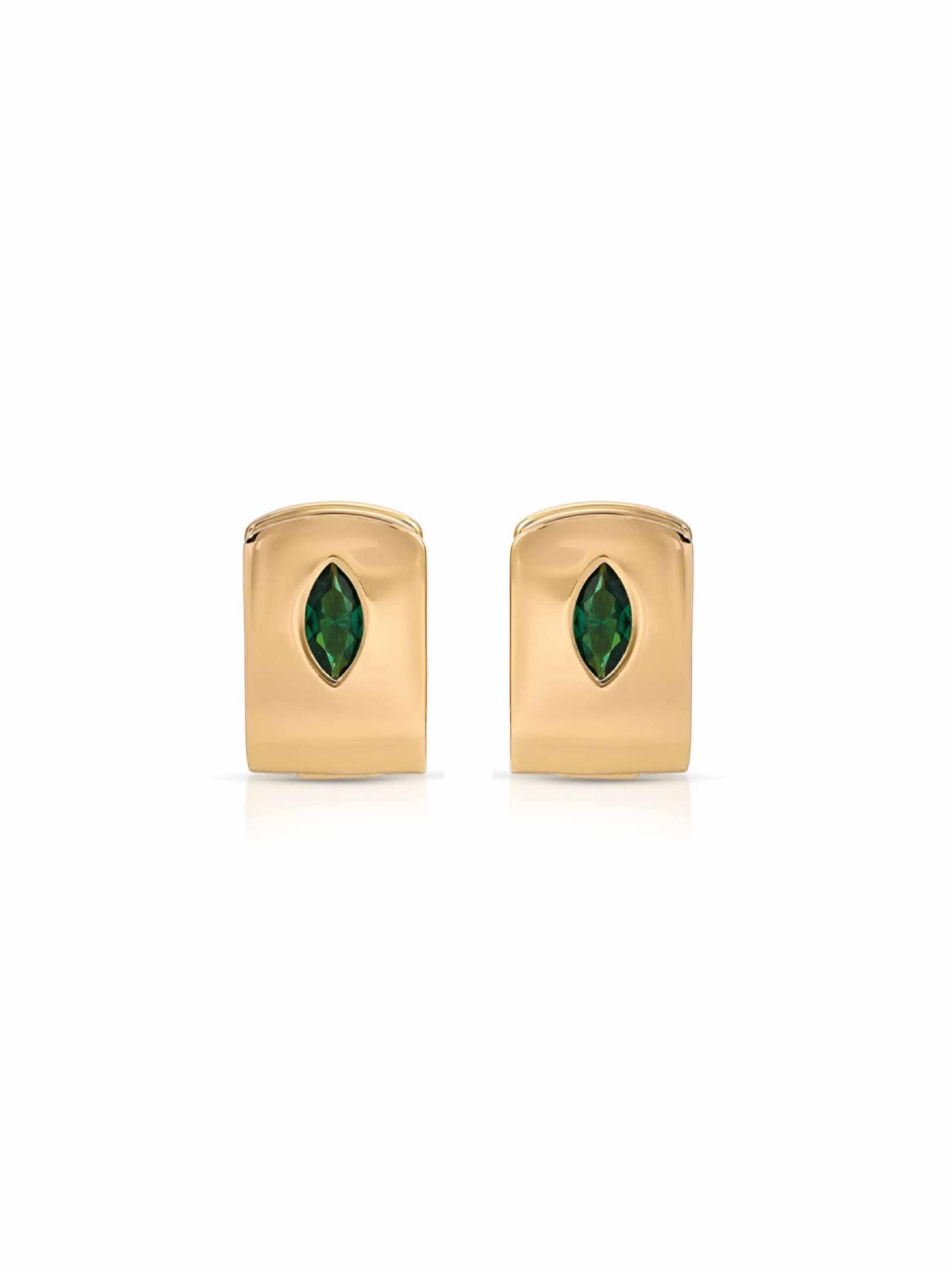 Marquise Crystal Huggies Emerald Crystal with 18k Gold Plating
