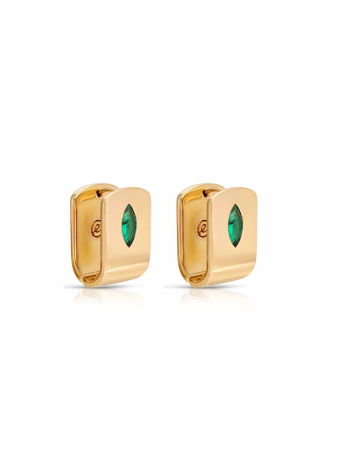 Marquise Crystal Huggies Emerald Crystal with 18k Gold Plating 2
