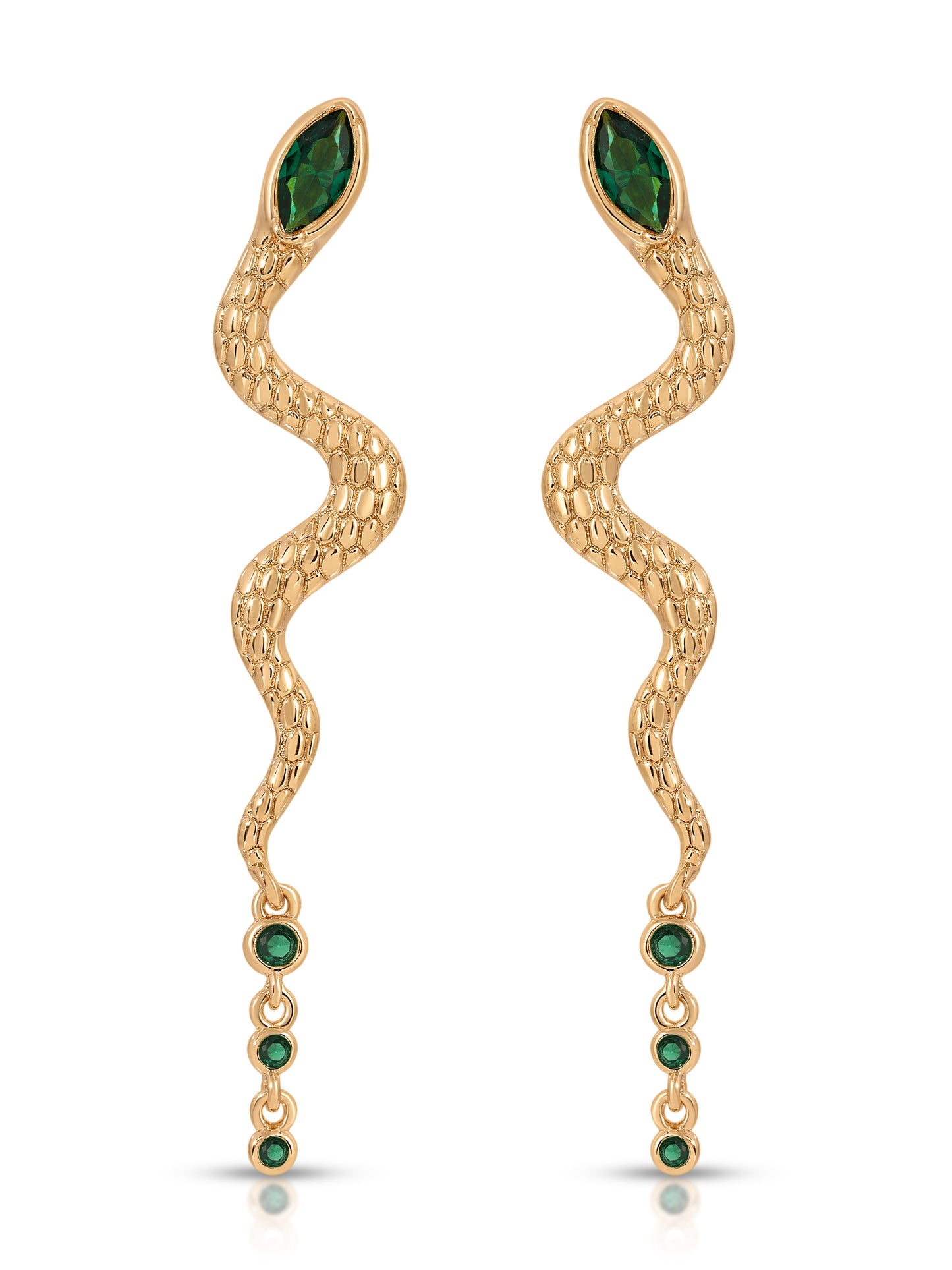 Serpentina Earrings Emerald Crystal with 18k Gold Plating