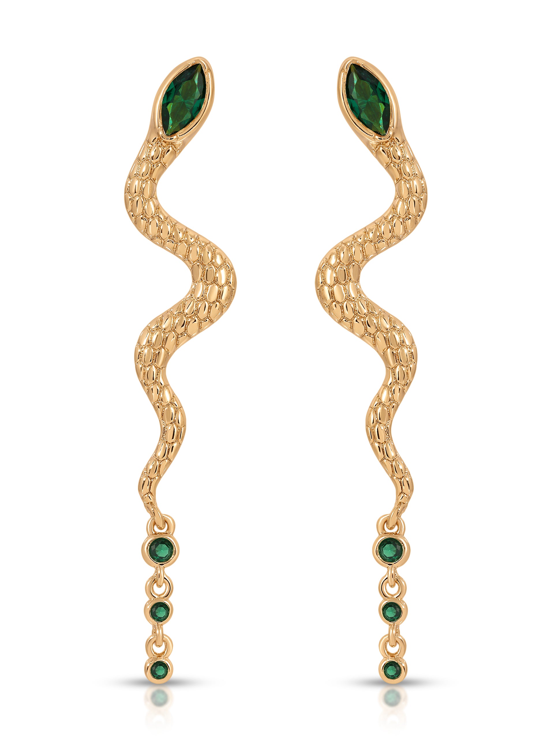 Serpentina Earrings Emerald Crystal with 18k Gold Plating