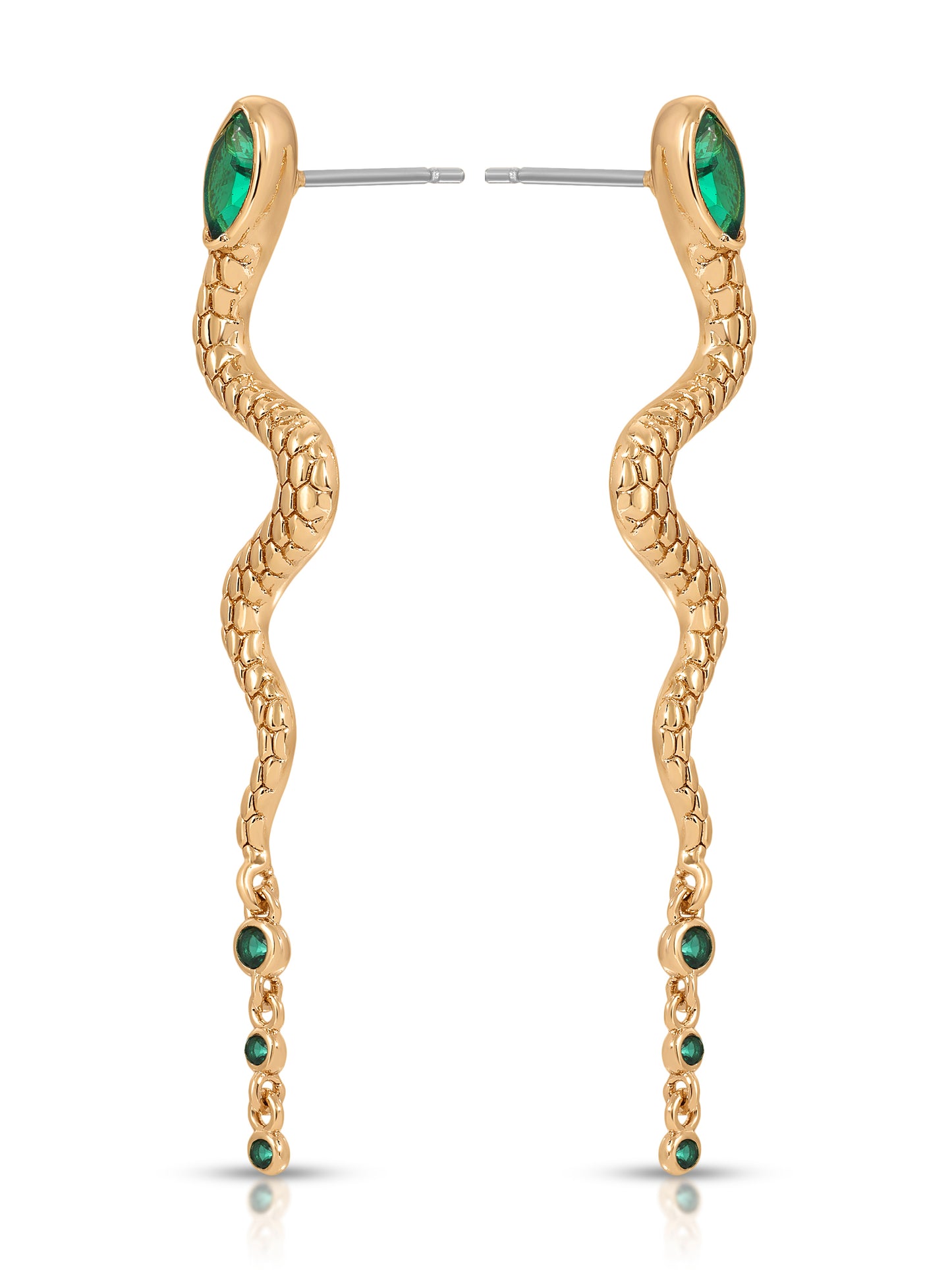 Serpentina Earrings Emerald Crystal with 18k Gold Plating 2