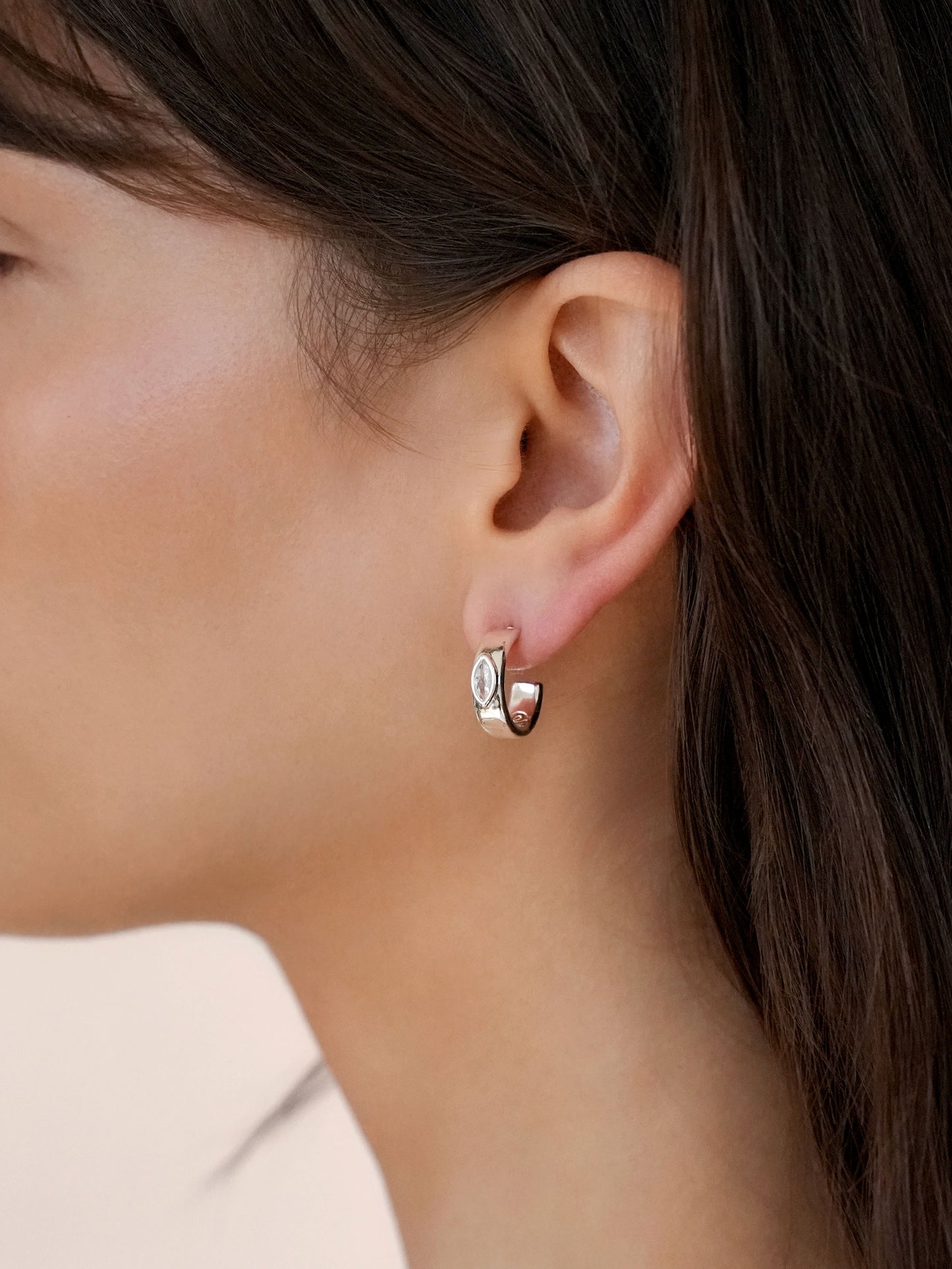 Small Marquise Crystal Hoops