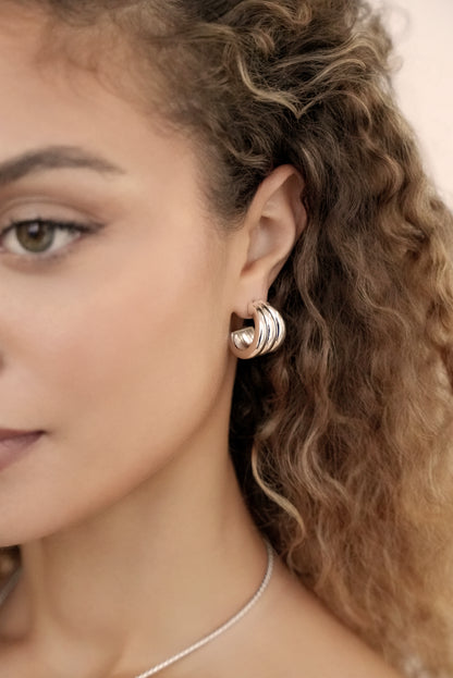 Triple Ribbed Hoops