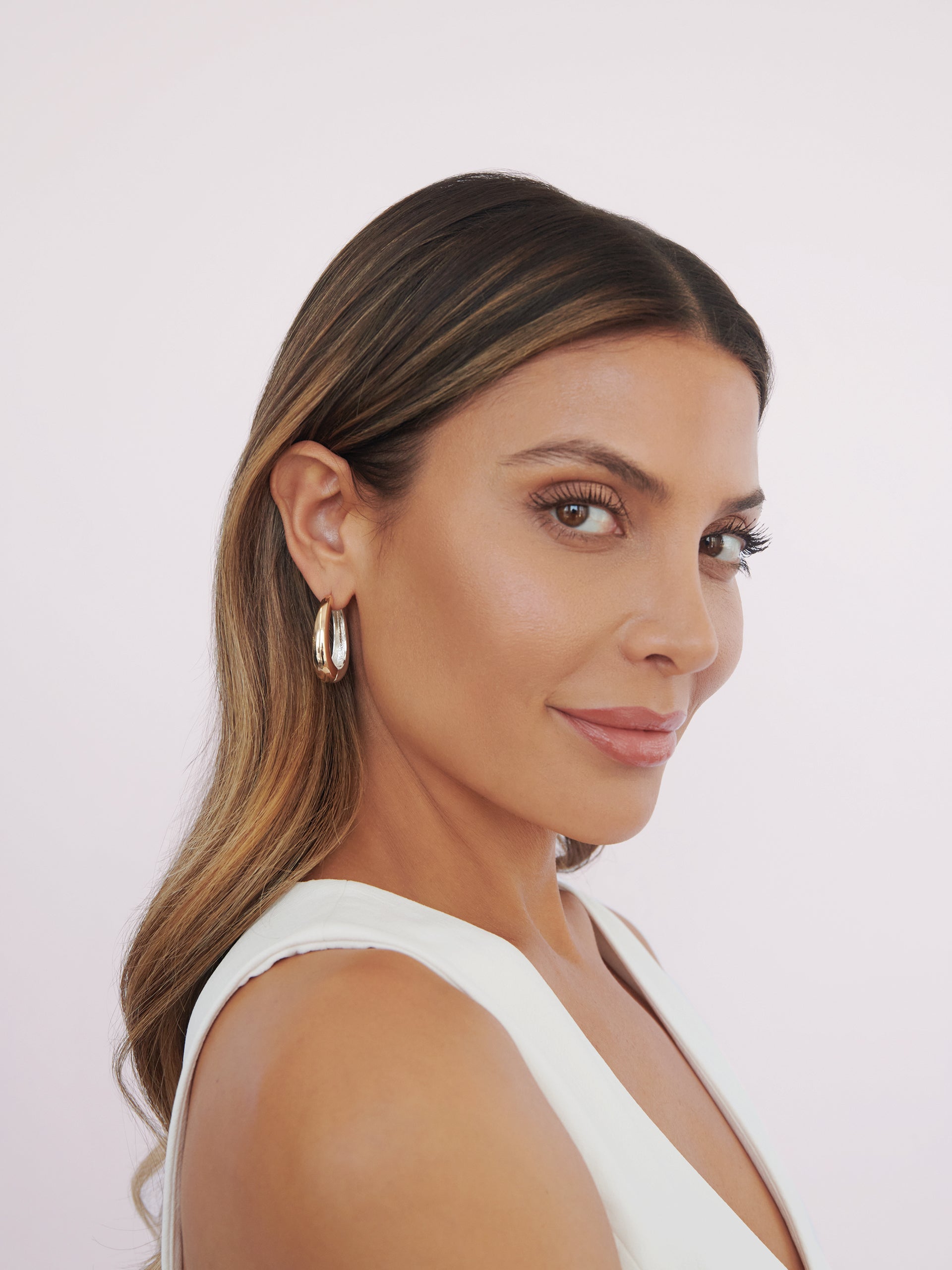 Mixed Metal Hoops 18k Gold Plated and Silver Plated model 3