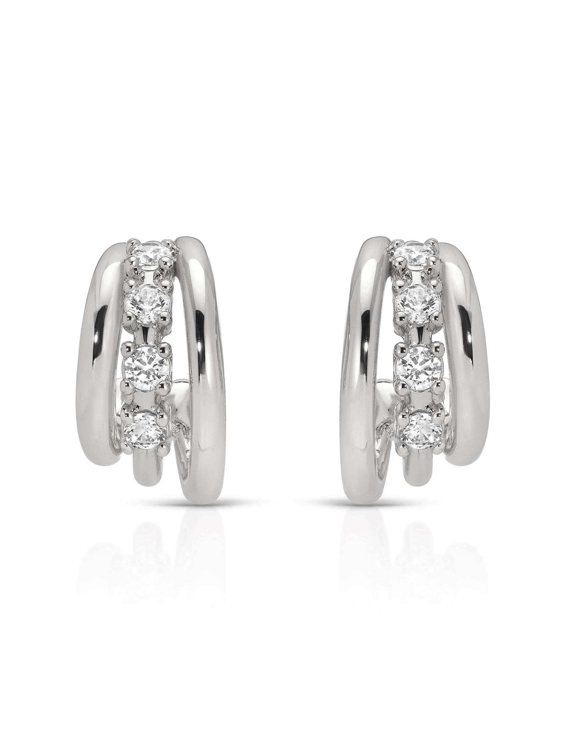 Mini Gleam Hoops Clear Crystal with Silver Plating