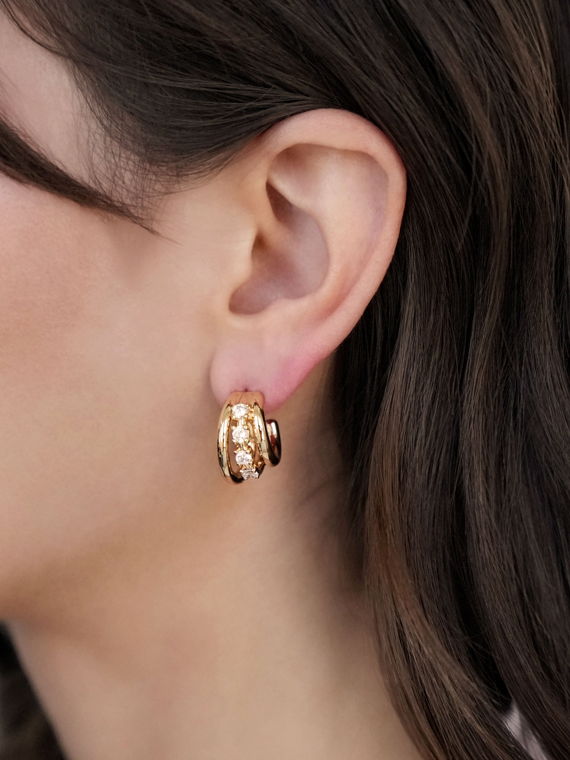 Mini Gleam Hoops Clear Crystal with 18k Gold Plating model