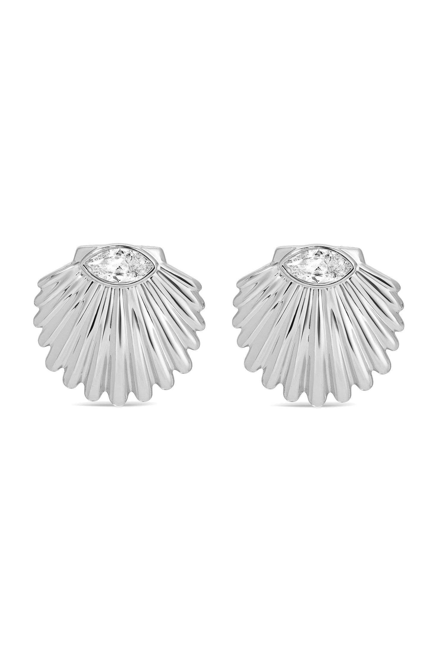 Santorini Shell Studs rhodium