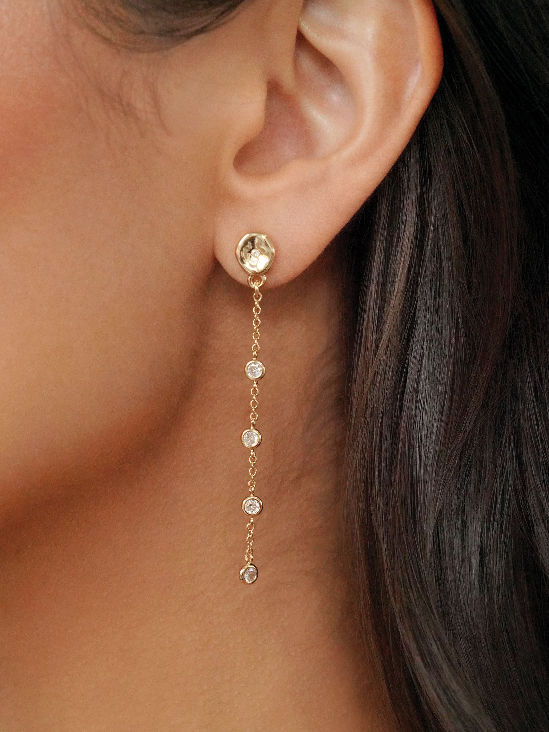 Dainty Dream Drop Earrings on model