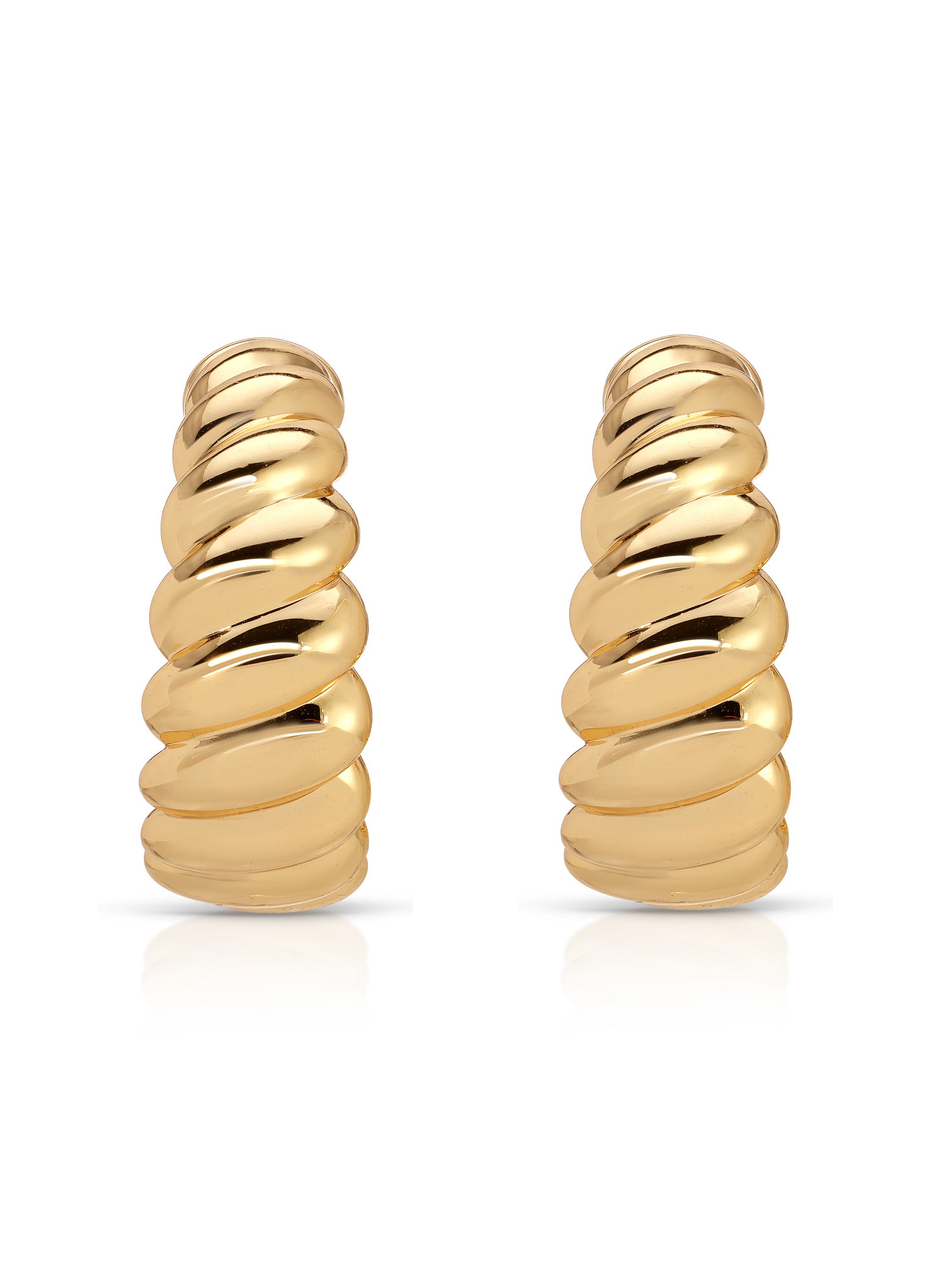 Modern Ribbed Hoops 18k Gold Plated 2